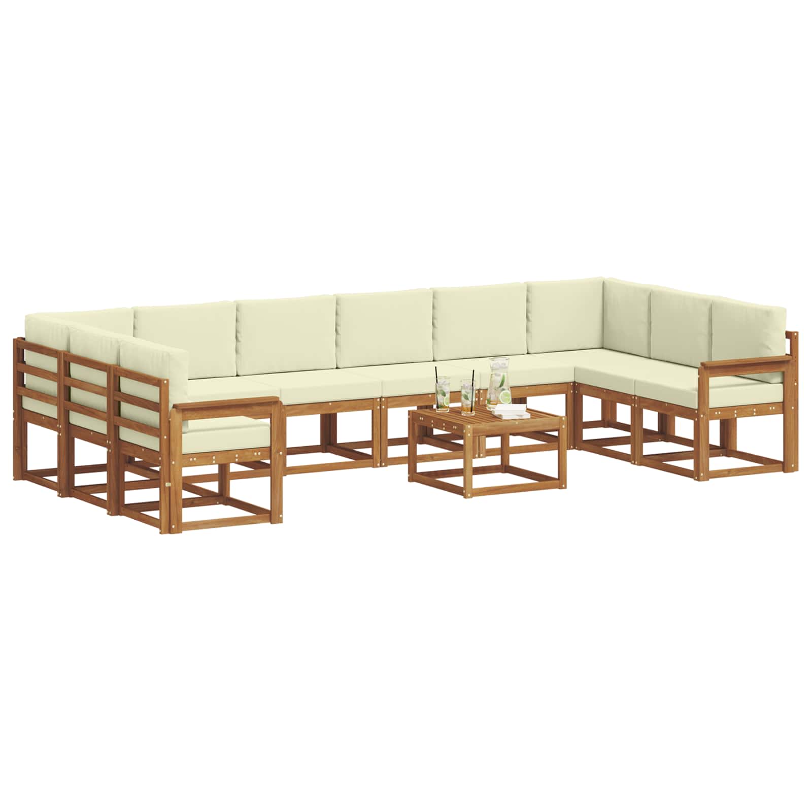 Set vanjskih sofa s jastukom 11 pcs Prirodna i krem