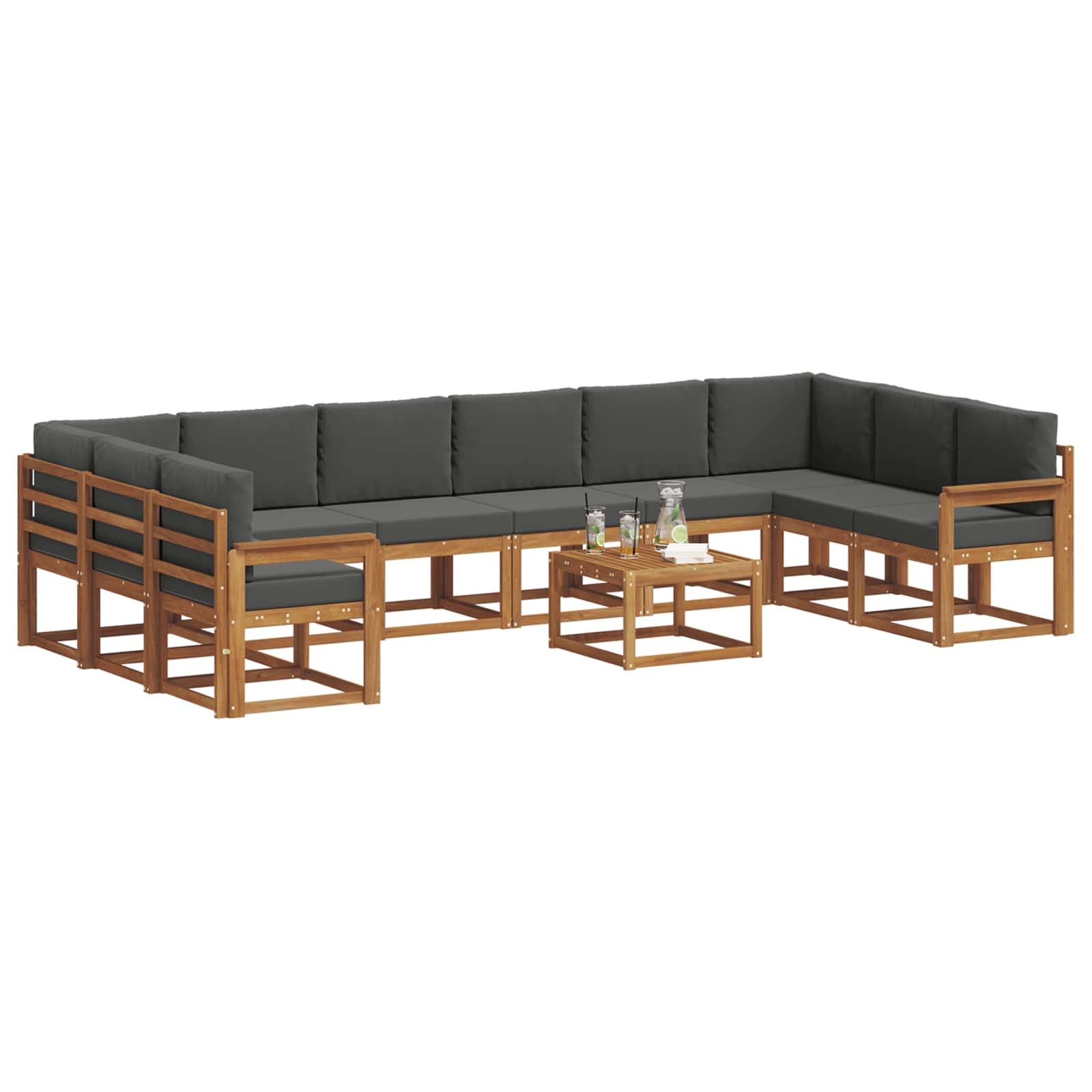 Set vanjskih sofa s jastukom 11 pcs Prirodna i antracit