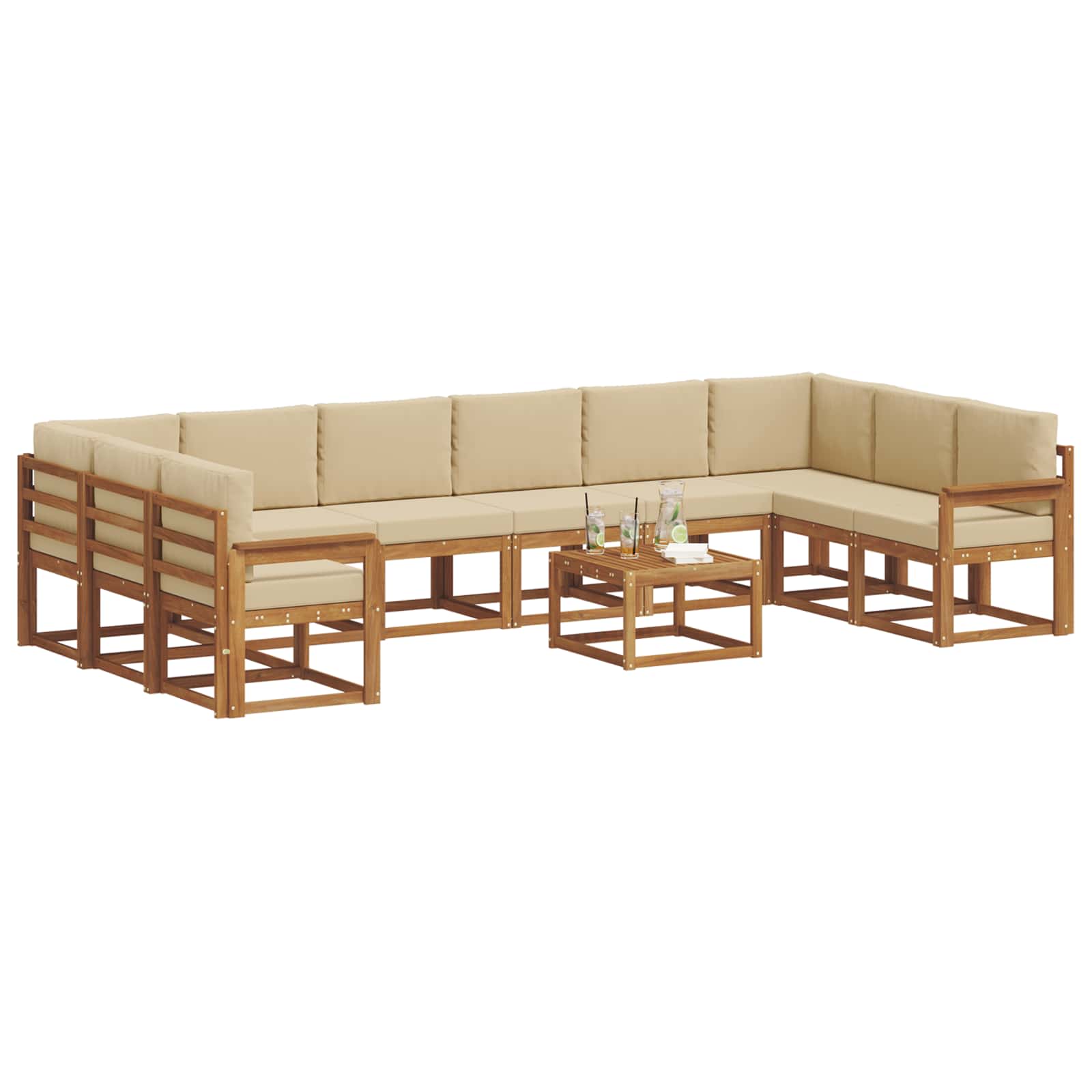 Set vanjskih sofa s jastukom 11 pcs Prirodna i bež