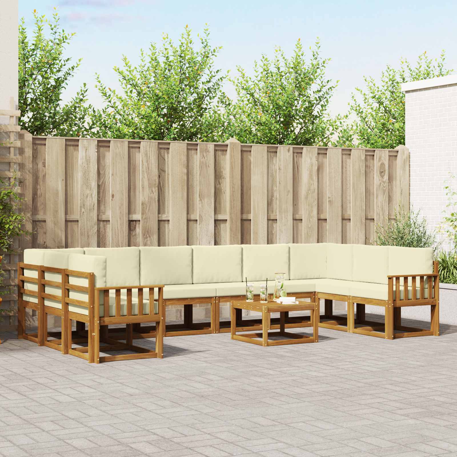 Set vanjskih sofa s jastukom 11 pcs Prirodna i krem