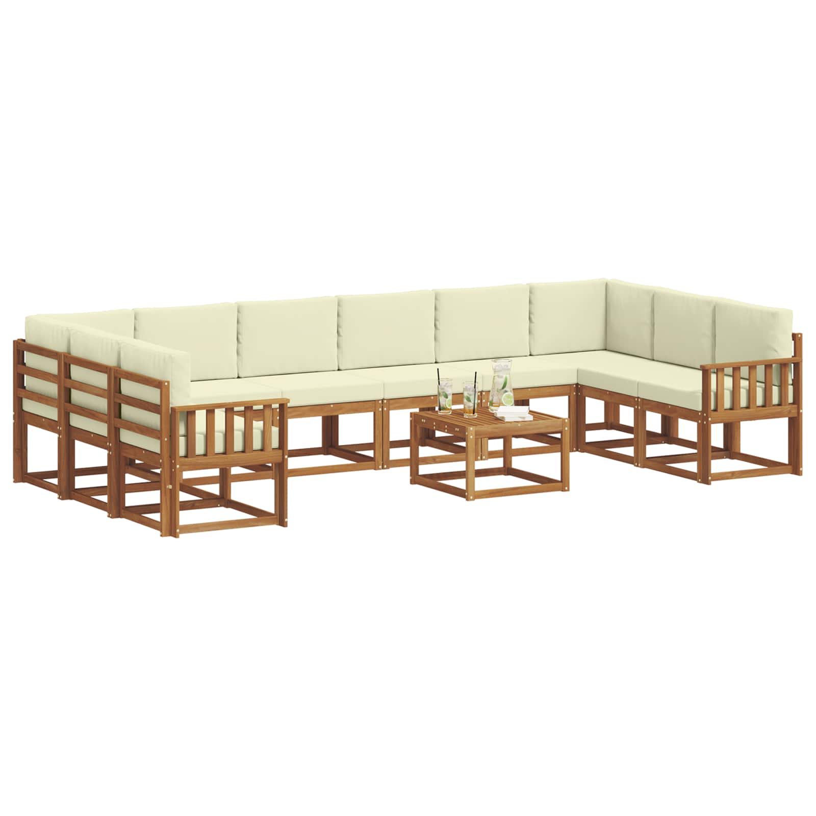 Set vanjskih sofa s jastukom 11 pcs Prirodna i krem