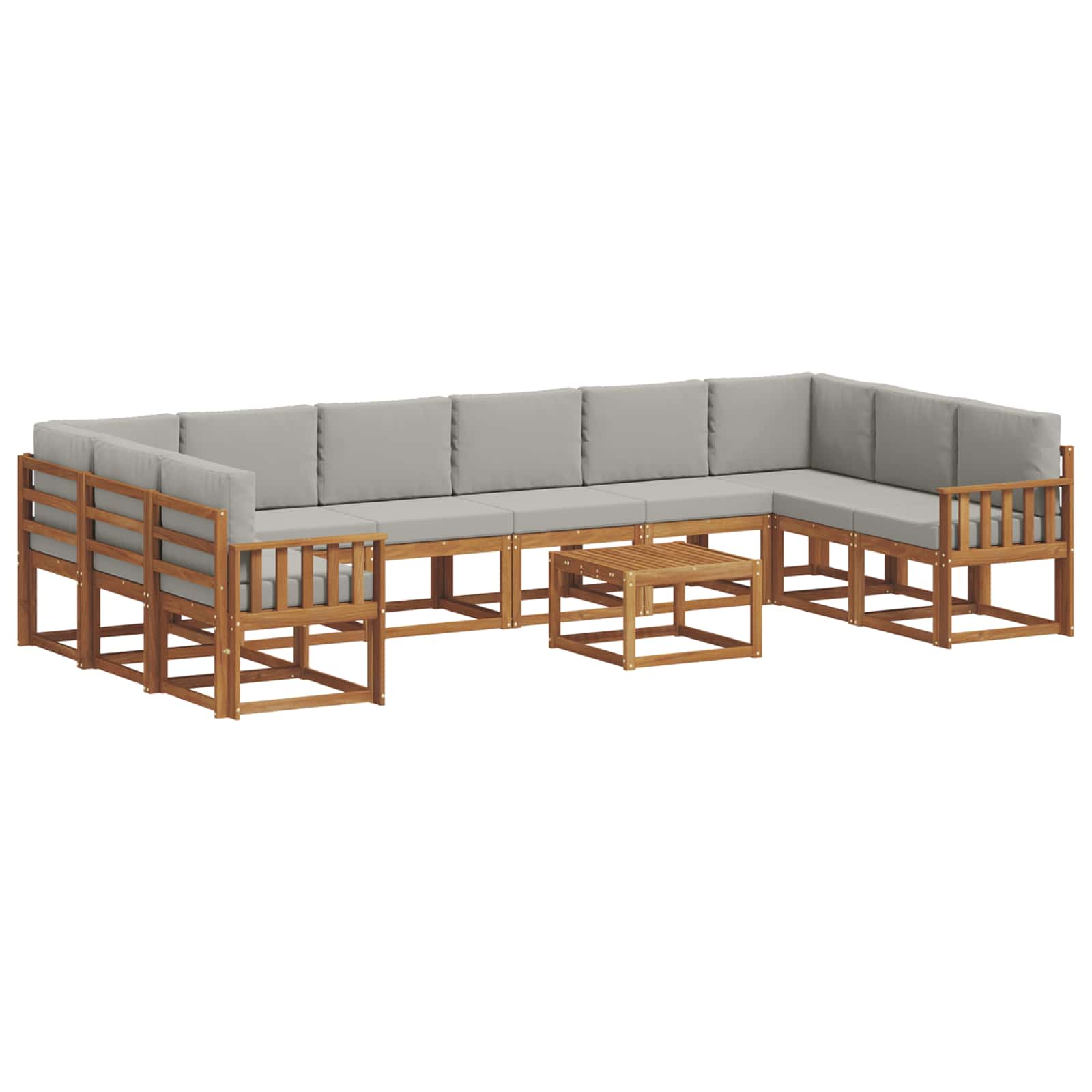 Set vanjskih sofa s jastukom 11 pcs Prirodna i svijetlo siva