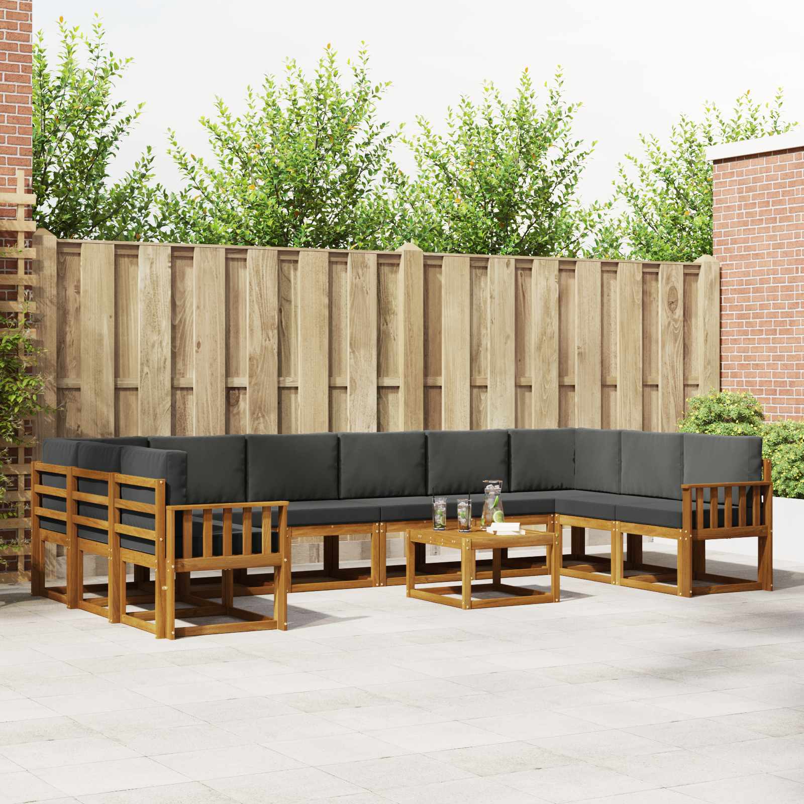 Set vanjskih sofa s jastukom 11 pcs Prirodna i antracit