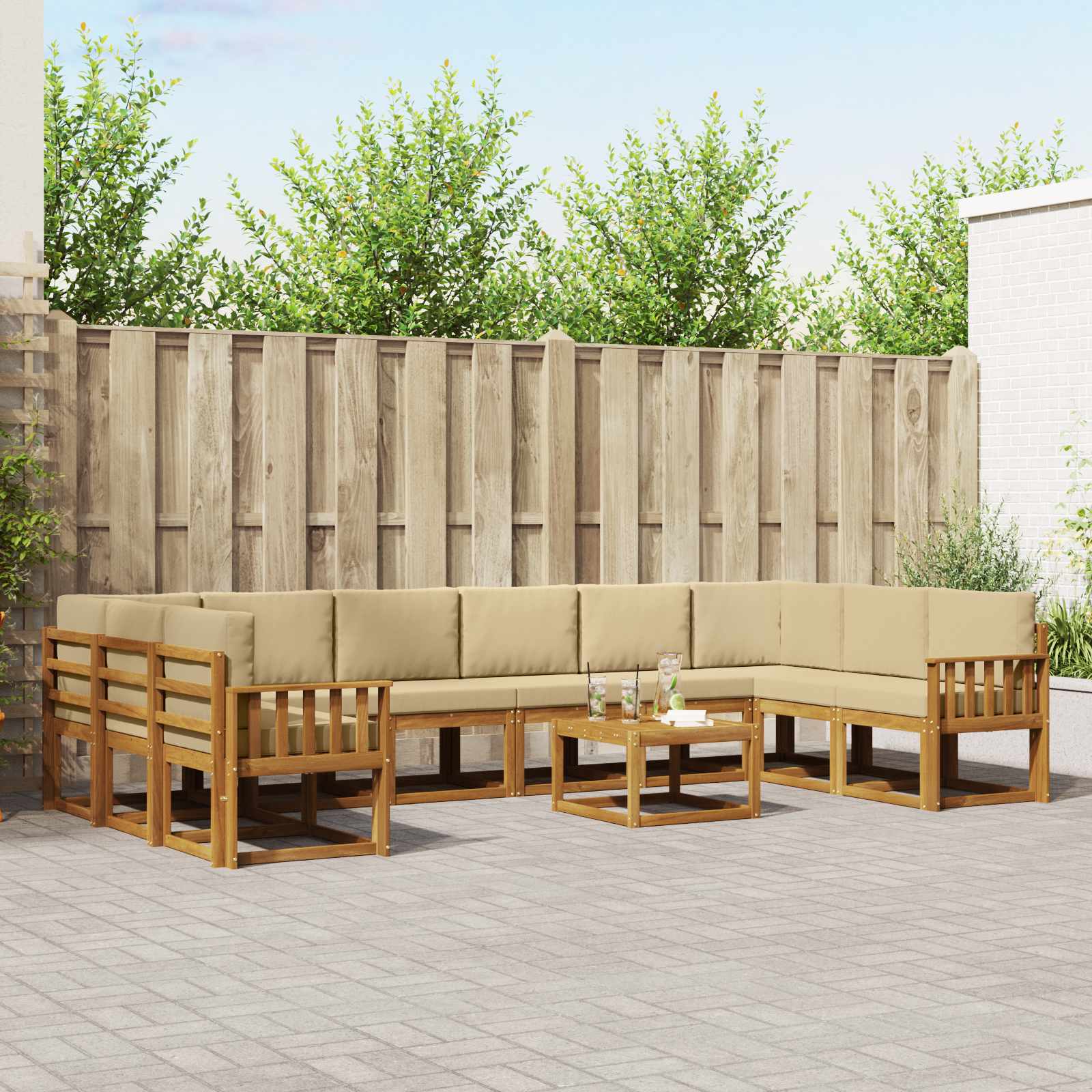 Set vanjskih sofa s jastukom 11 pcs Prirodna i bež