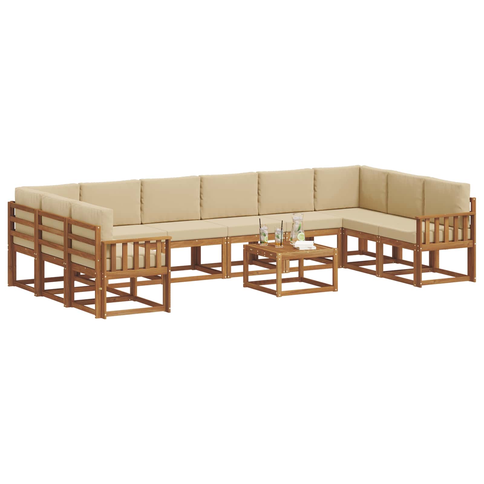 Set vanjskih sofa s jastukom 11 pcs Prirodna i bež