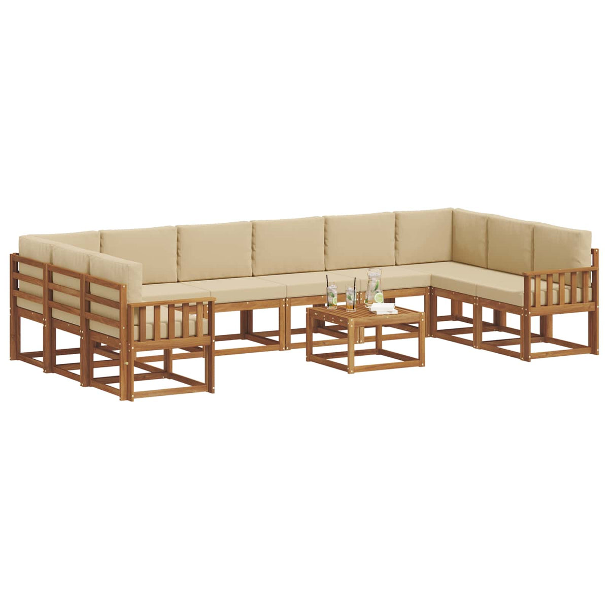 Set vanjskih sofa s jastukom 11 pcs Prirodna i bež
