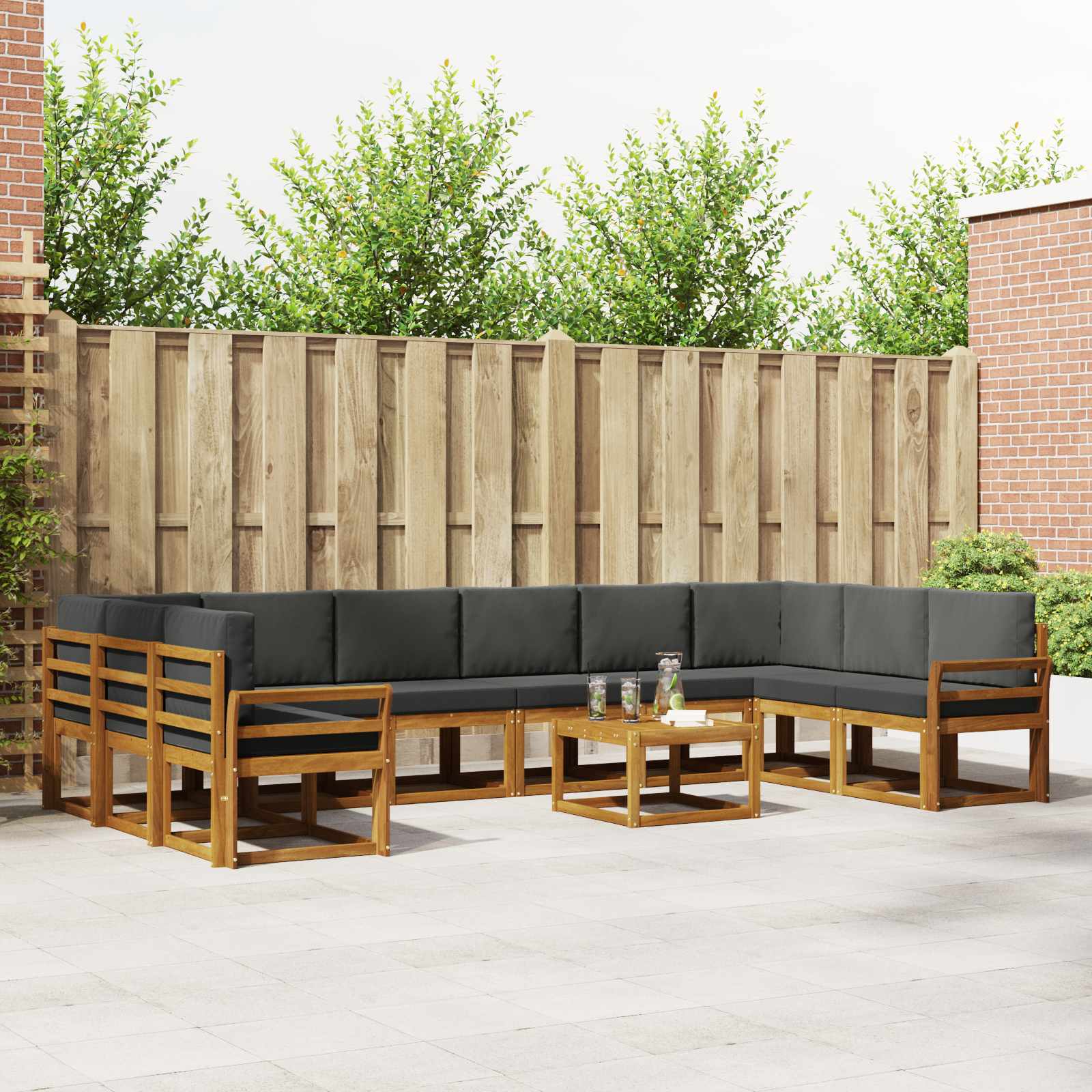 Set vanjskih sofa s jastukom 11 pcs Prirodna i antracit