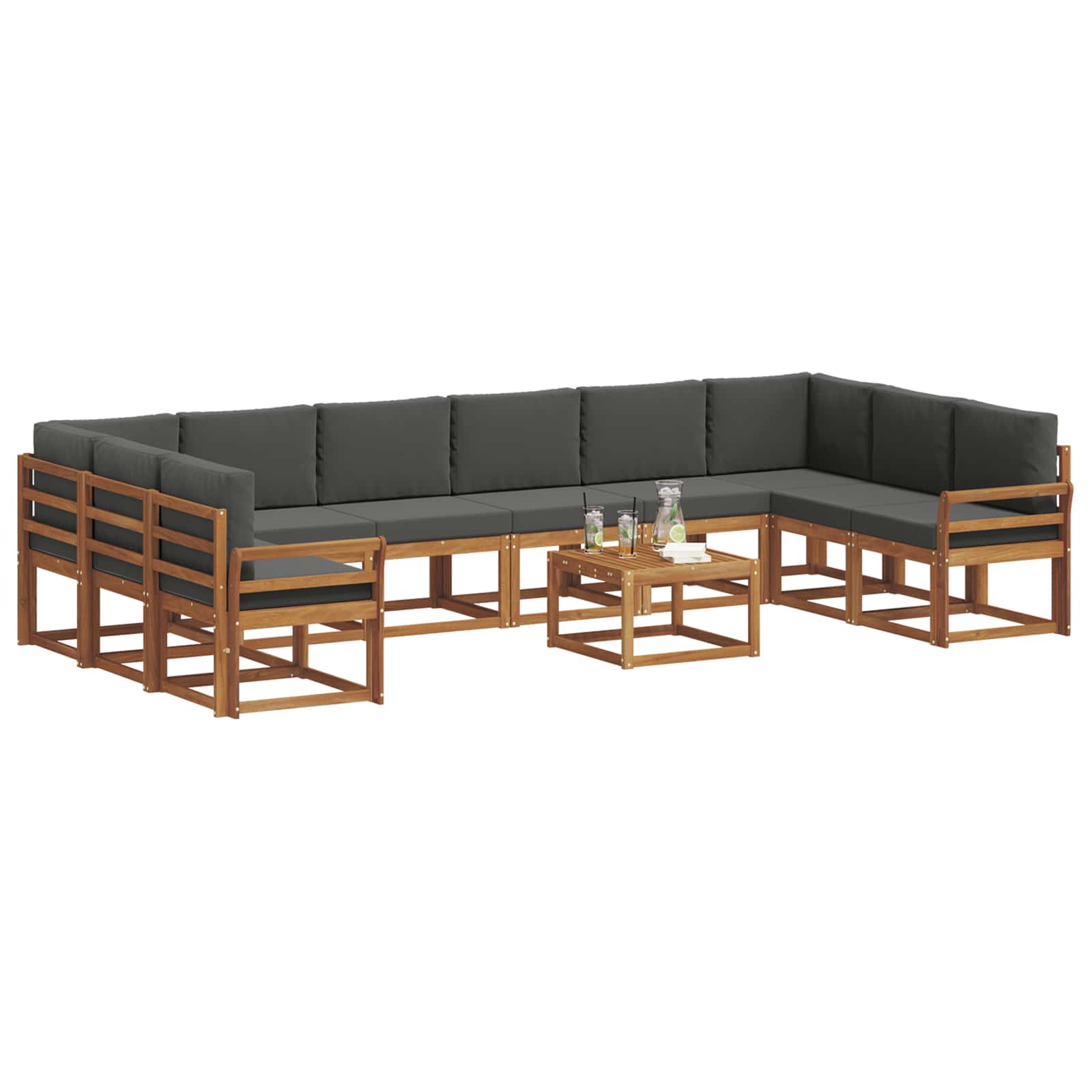 Set vanjskih sofa s jastukom 11 pcs Prirodna i antracit