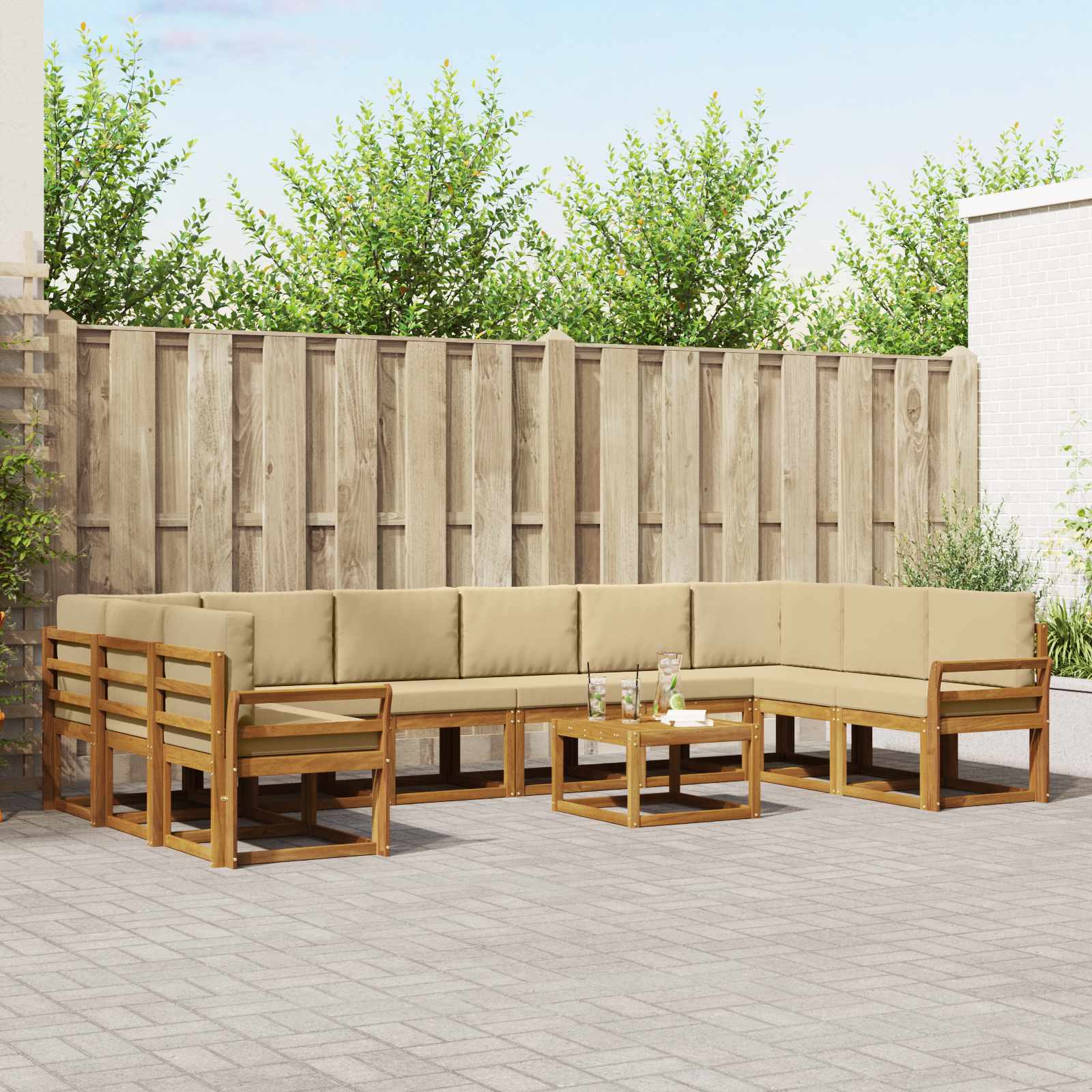 Set vanjskih sofa s jastukom 11 pcs Prirodna i bež