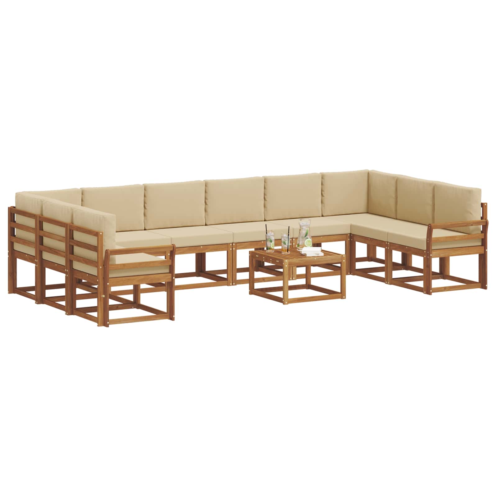 Set vanjskih sofa s jastukom 11 pcs Prirodna i bež