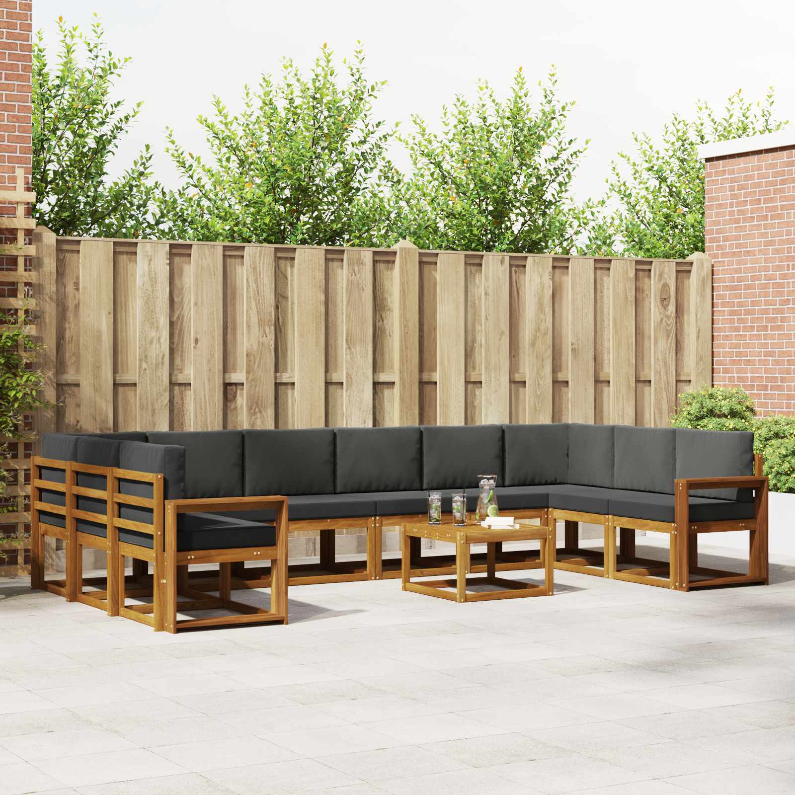 Set vanjskih sofa s jastukom 11 pcs Prirodna i antracit