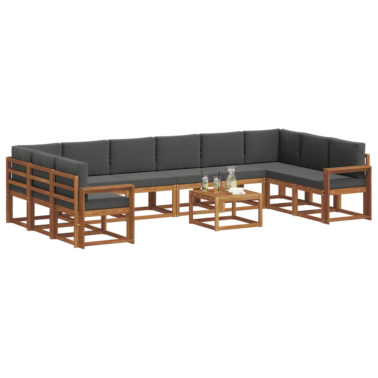 Set vanjskih sofa s jastukom 11 pcs Prirodna i antracit