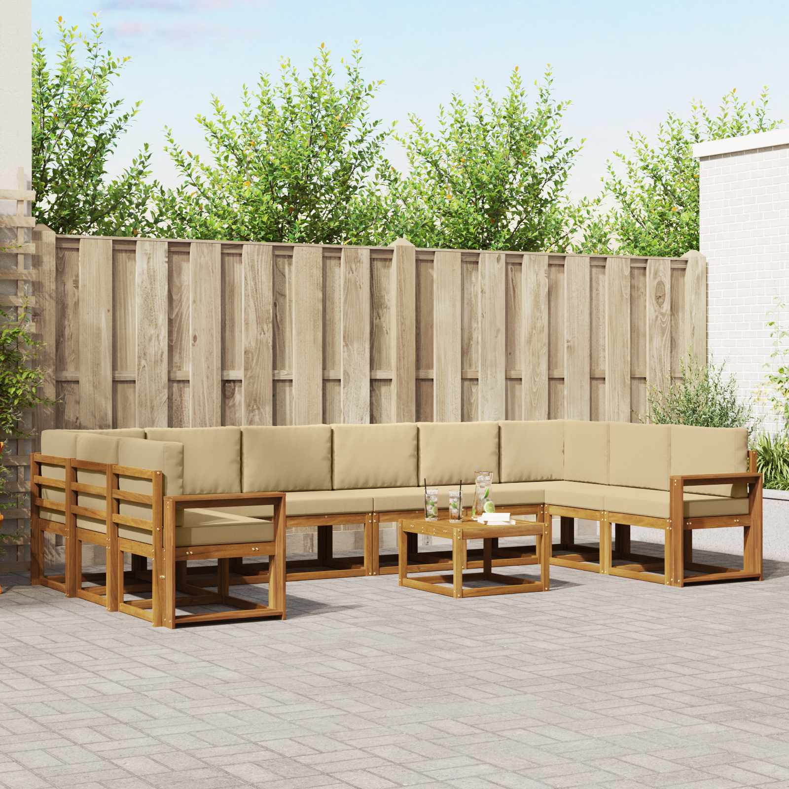 Set vanjskih sofa s jastukom 11 pcs Prirodna i bež