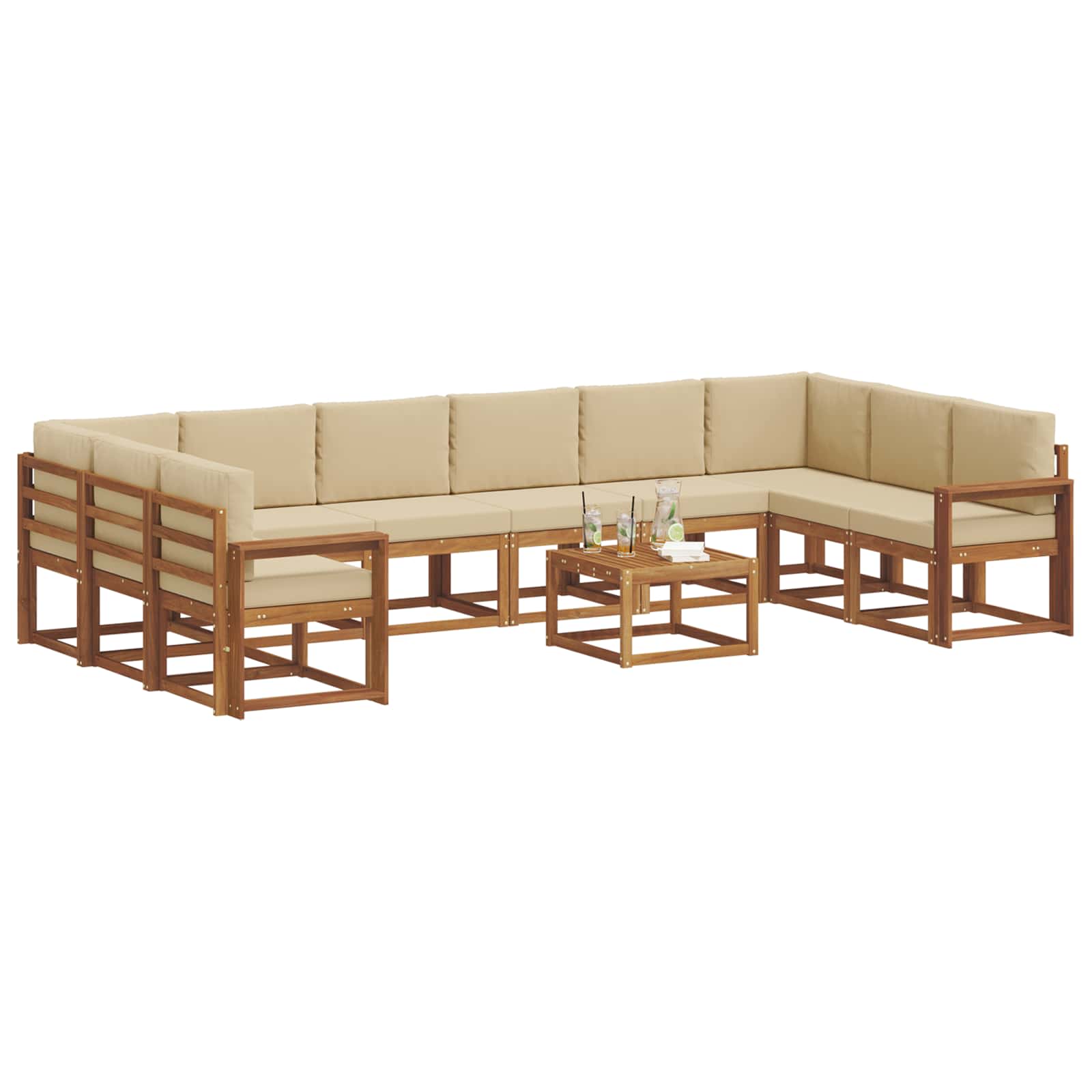 Set vanjskih sofa s jastukom 11 pcs Prirodna i bež