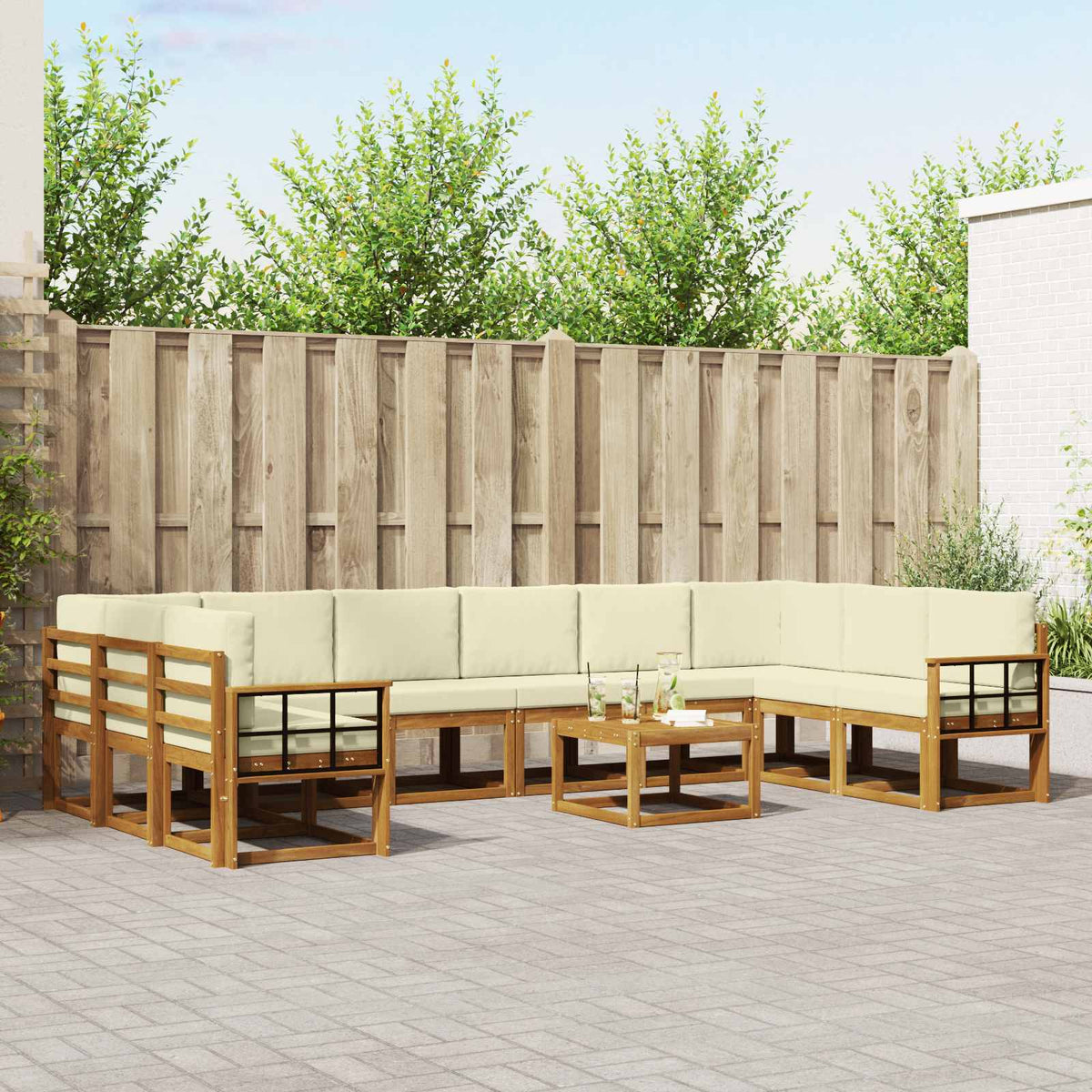 Set vanjskih sofa 11 kom. Prirodna i krem