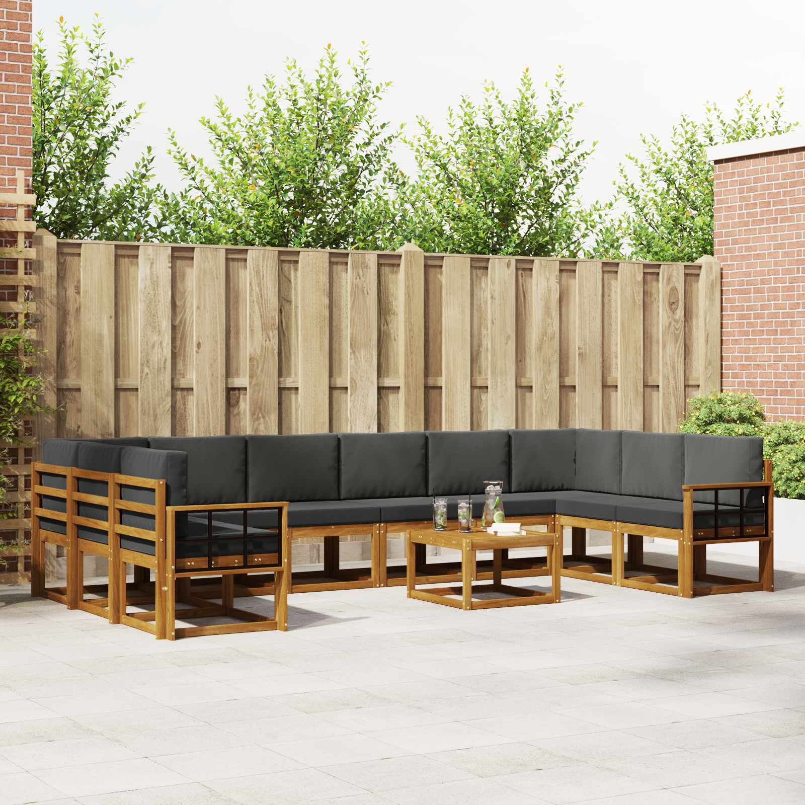 Set vanjskih sofa s jastukom 11 pcs Prirodna i antracit