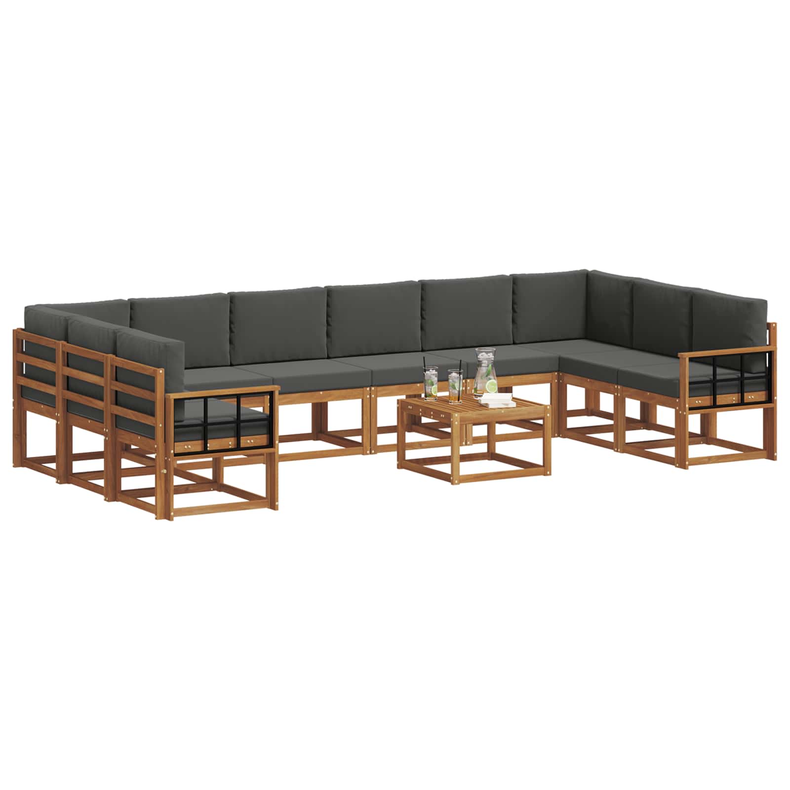 Set vanjskih sofa s jastukom 11 pcs Prirodna i antracit