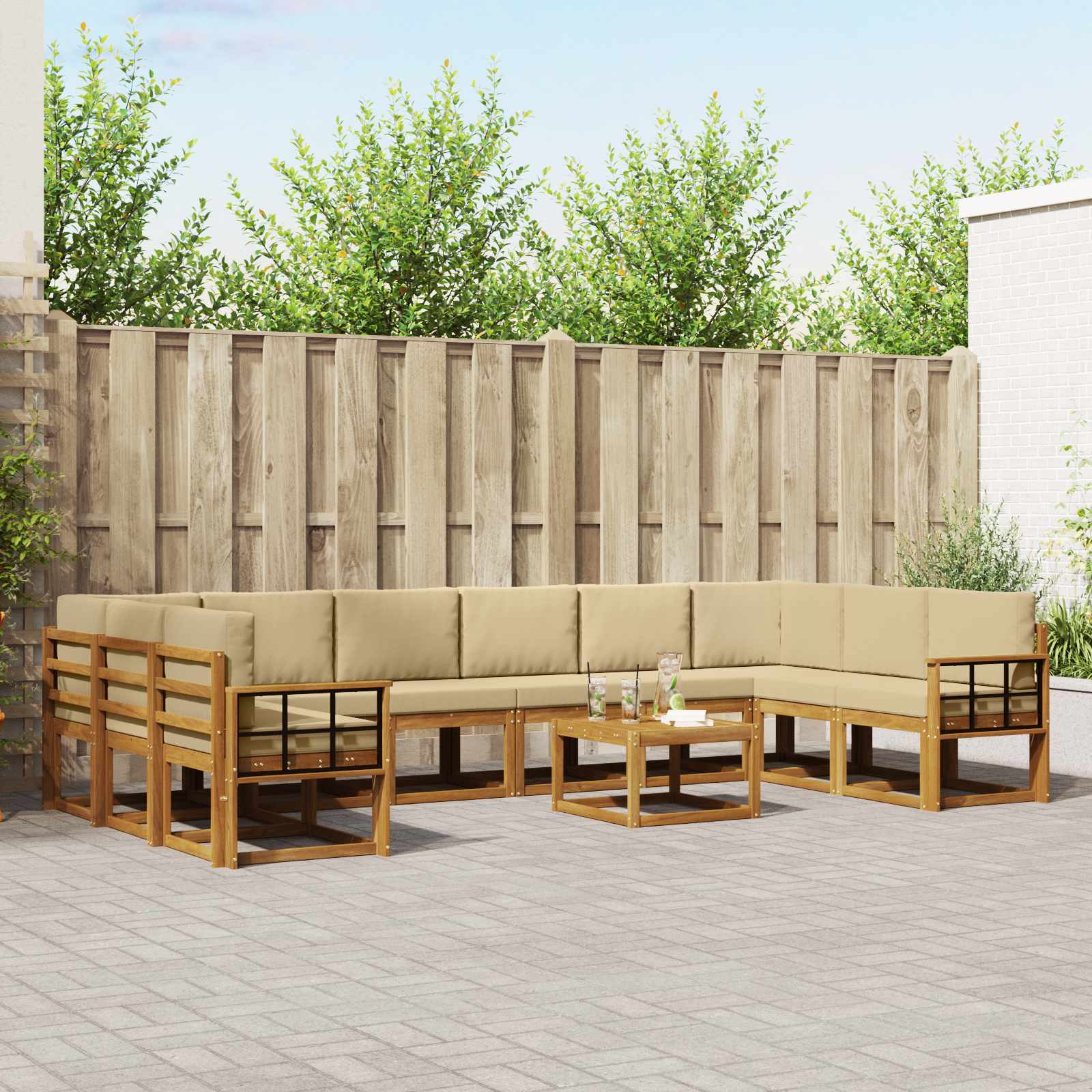 Set vanjskih sofa s jastukom 11 pcs Prirodna i bež
