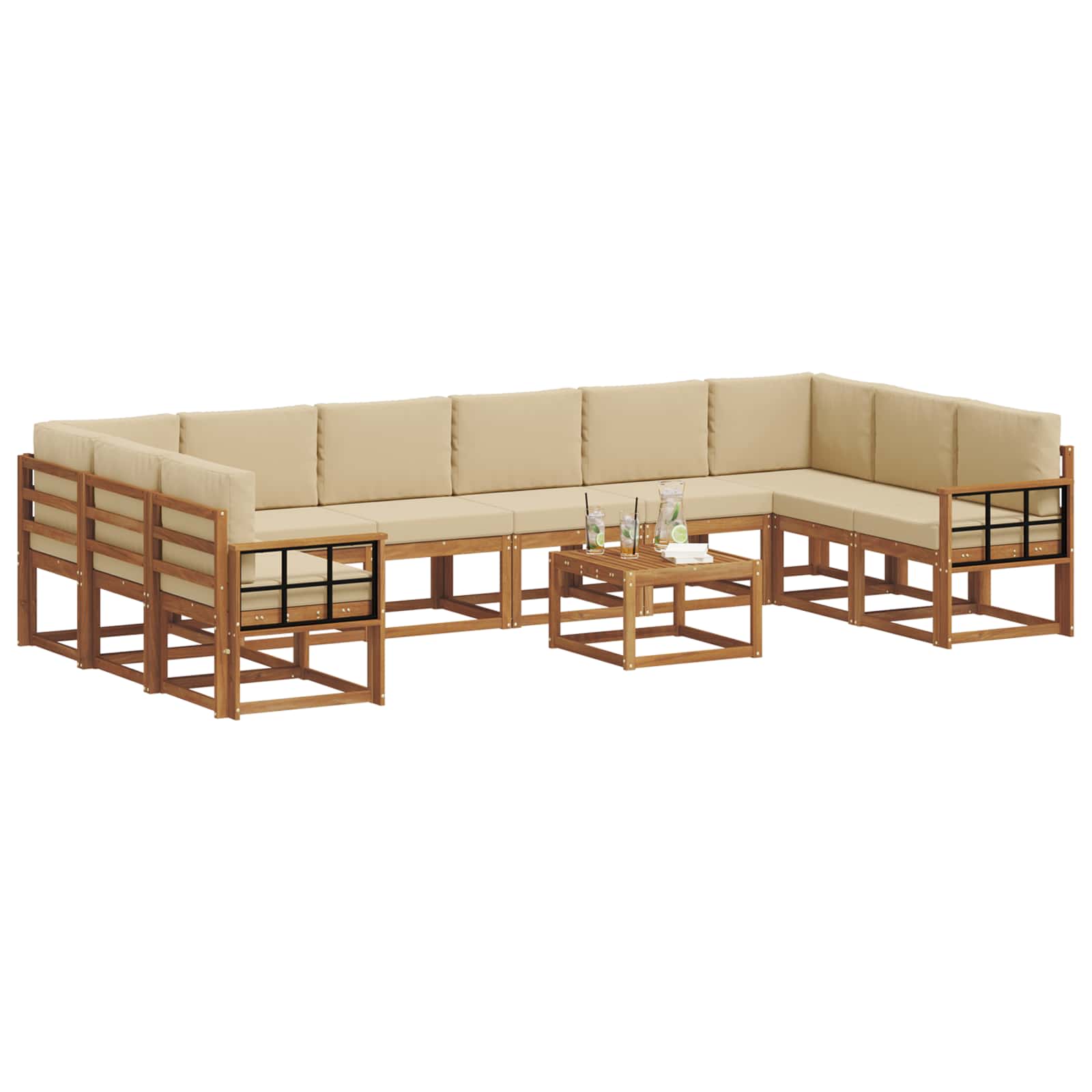 Set vanjskih sofa s jastukom 11 pcs Prirodna i bež