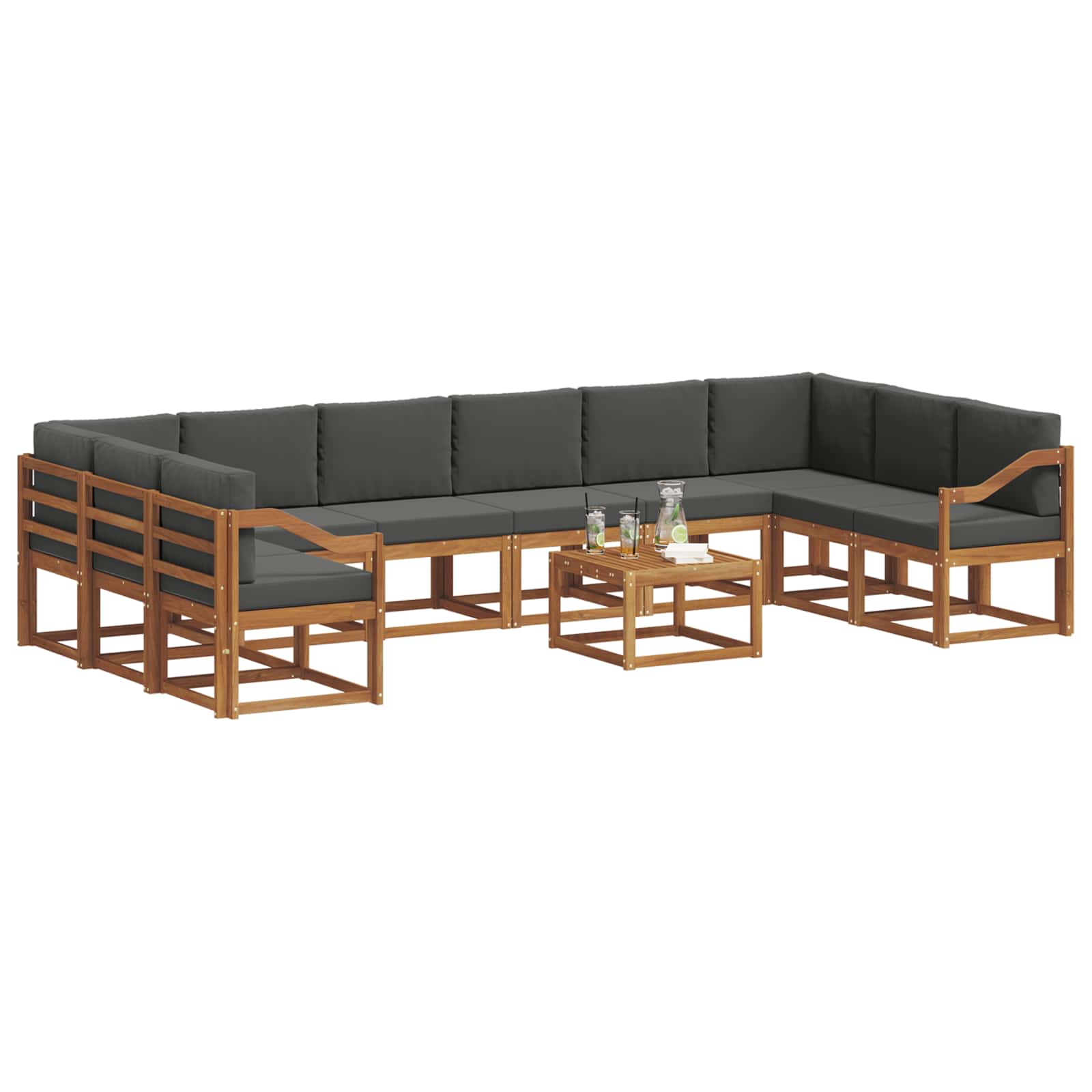 Set vanjskih sofa s jastukom 11 pcs Prirodna i antracit