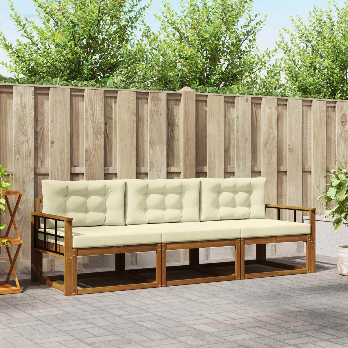 Set vanjskih sofa 3 kom. Prirodna i krem