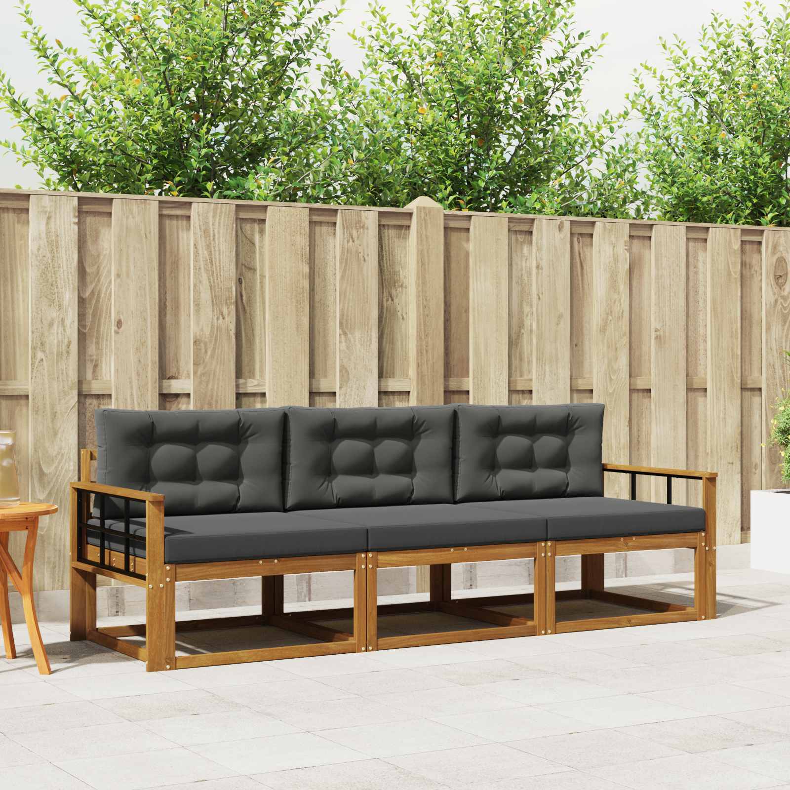 Set vanjskih sofa s jastukom 3 pcs Prirodna i antracit