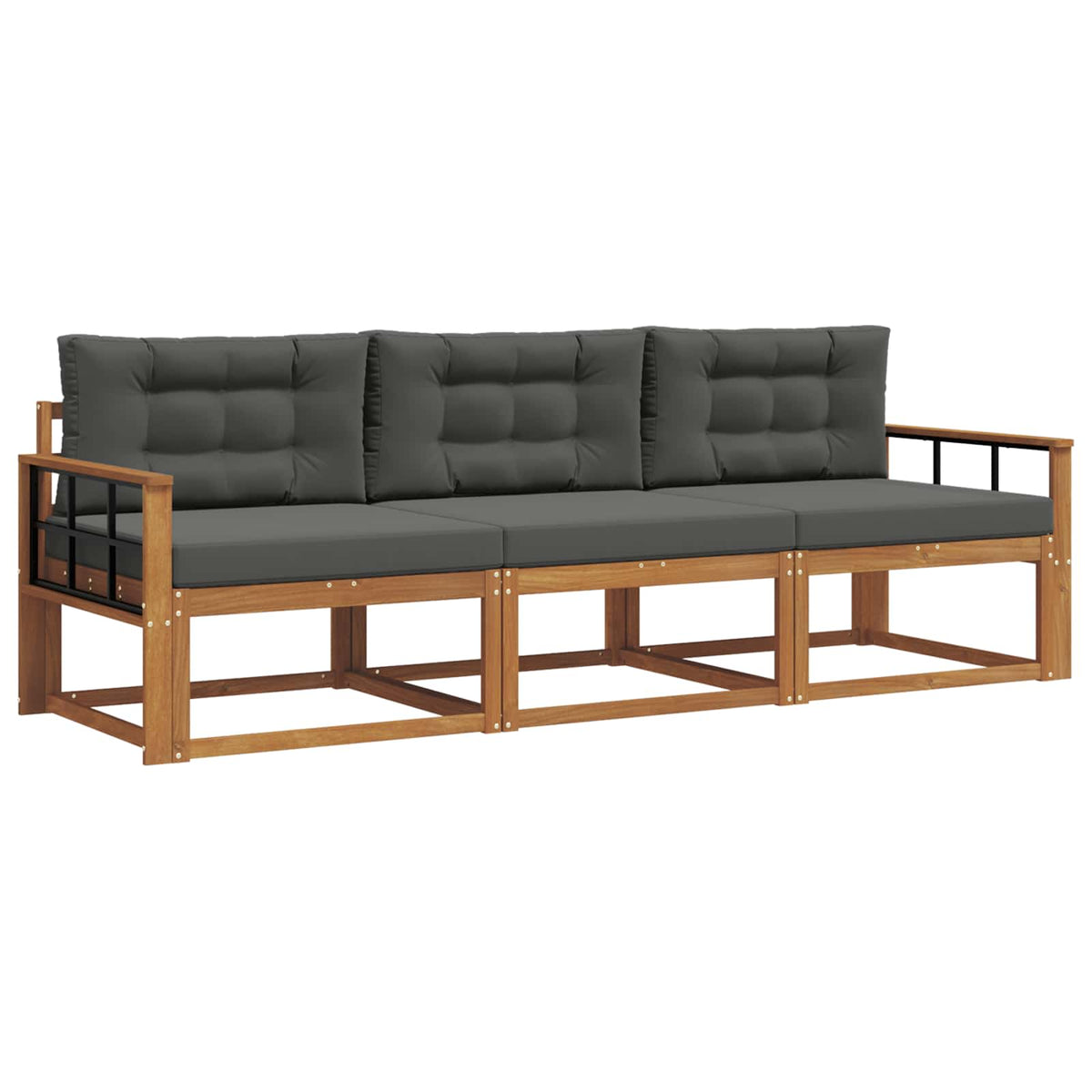 Set vanjskih sofa s jastukom 3 pcs Prirodna i antracit