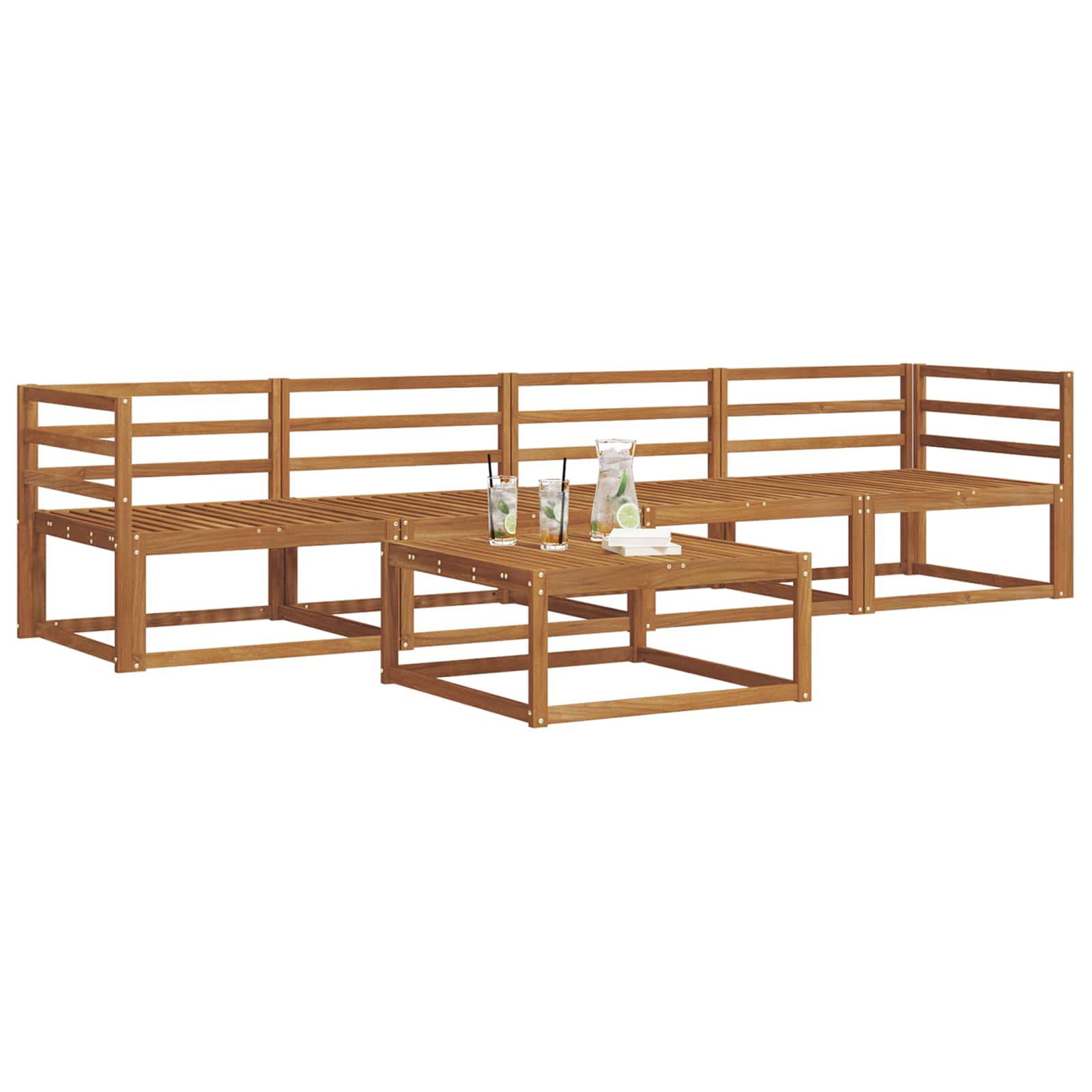 Set vanjskih sofa 5 pcs Prirodna Čvrsto drvo akacije
