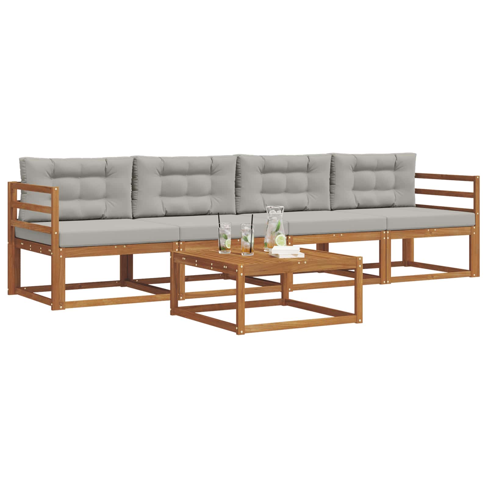 Set vanjskih sofa 5 pcs Prirodna i svijetlo siva
