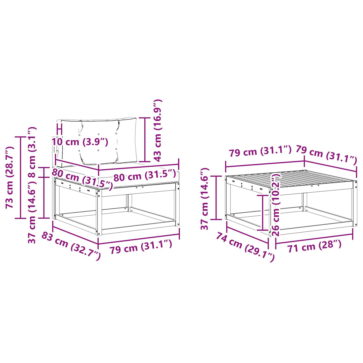 Set vanjskih sofa 5 pcs Prirodna i svijetlo siva