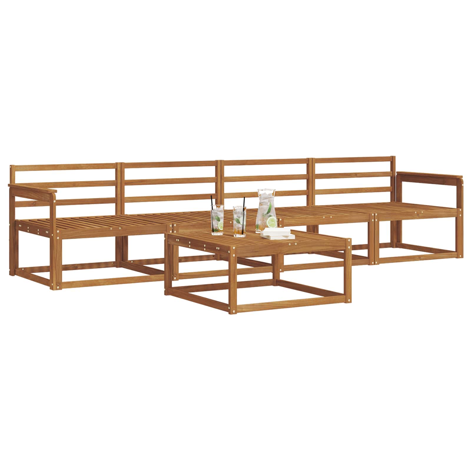 Set vanjskih sofa 5 pcs Prirodna Čvrsto drvo akacije