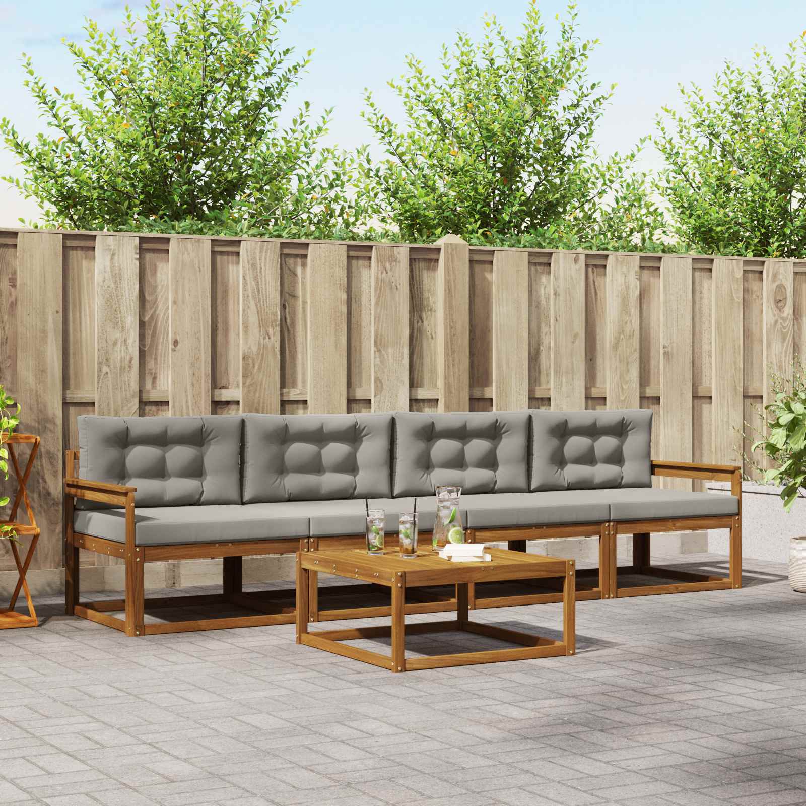 Set vanjskih sofa 5 pcs Prirodna i svijetlo siva