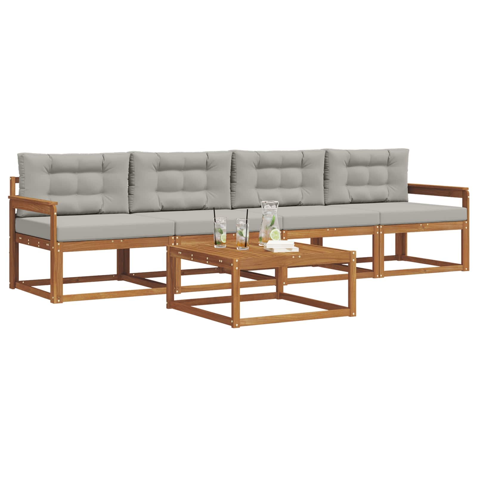 Set vanjskih sofa 5 pcs Prirodna i svijetlo siva