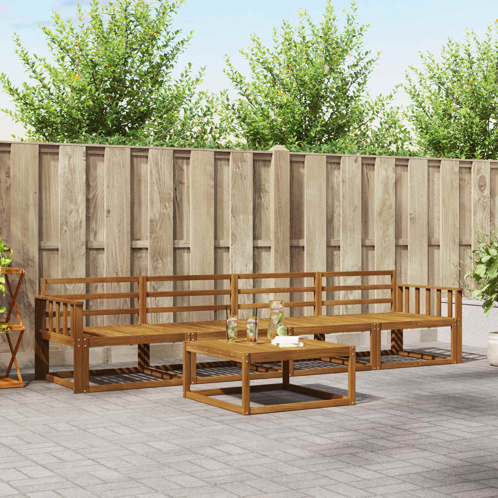 Set vanjskih sofa 5 pcs Prirodna Čvrsto drvo akacije