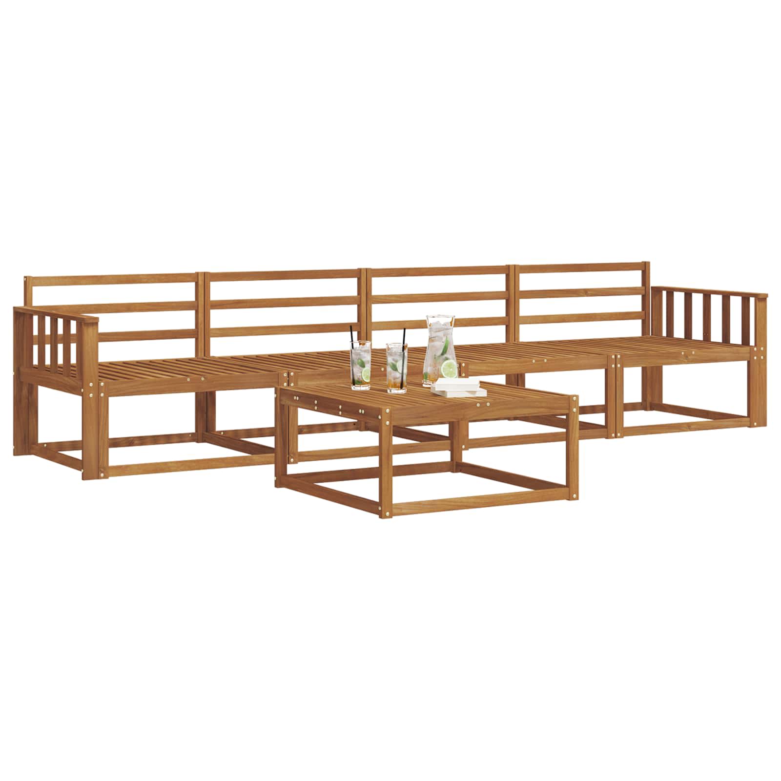 Set vanjskih sofa 5 pcs Prirodna Čvrsto drvo akacije