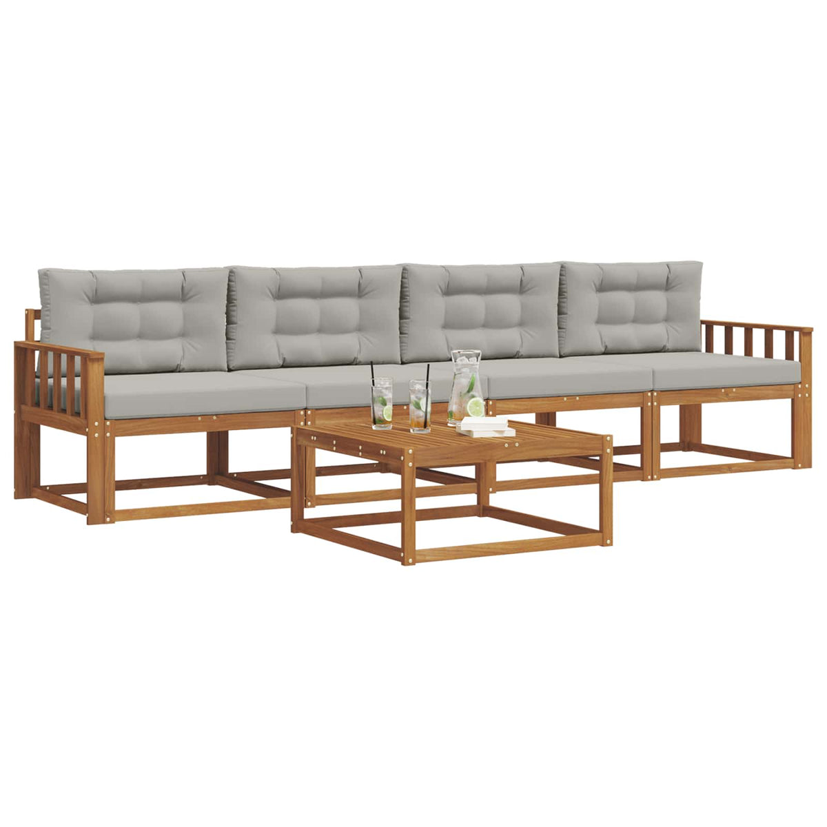 Set vanjskih sofa 5 pcs Prirodna i svijetlo siva