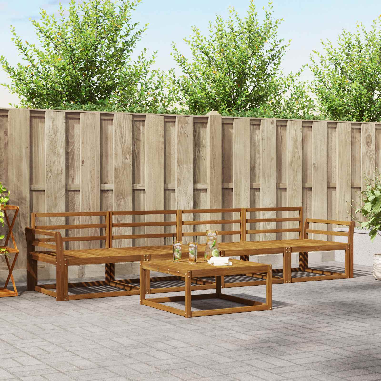 Set vanjskih sofa 5 pcs Prirodna Čvrsto drvo akacije