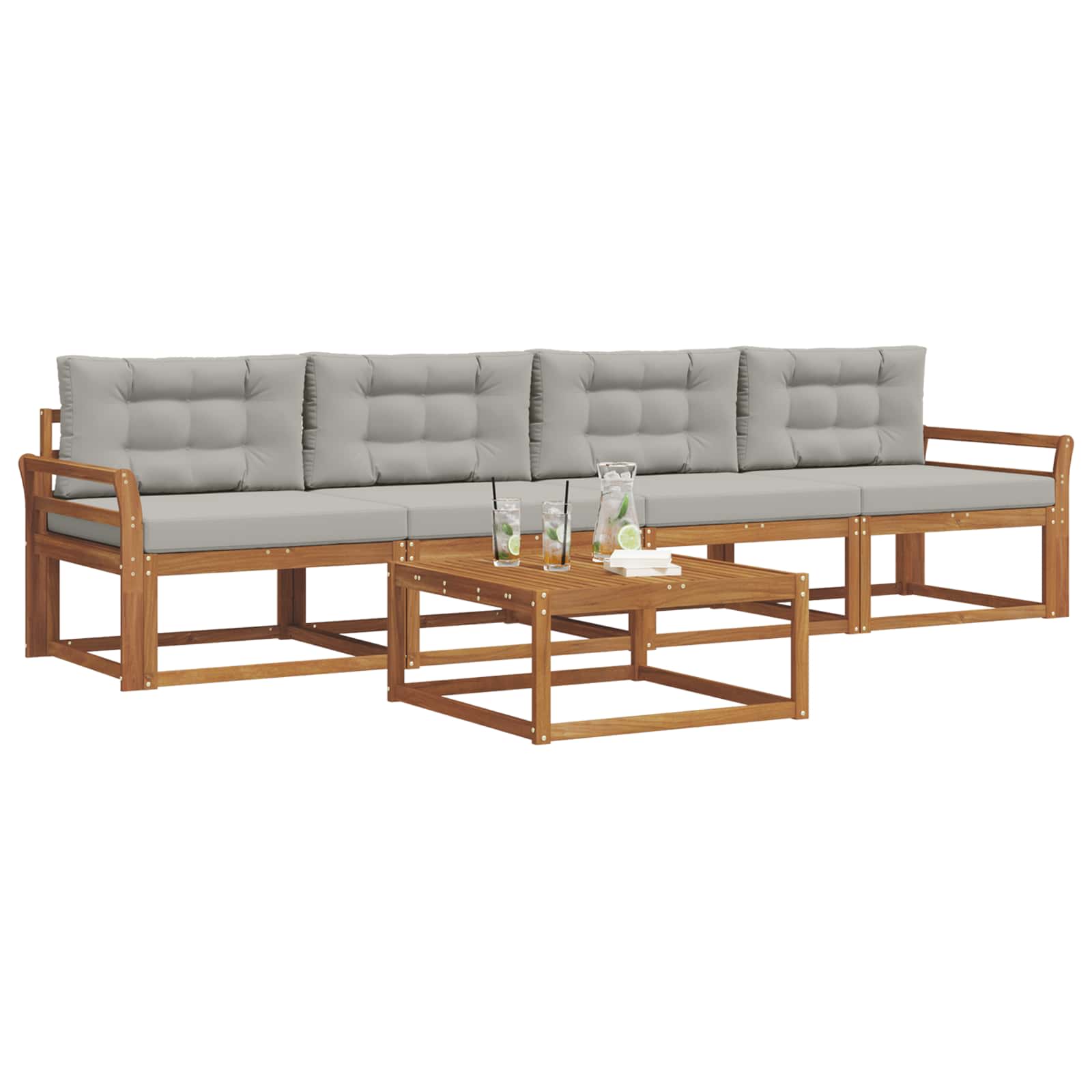 Set vanjskih sofa 5 pcs Prirodna i svijetlo siva