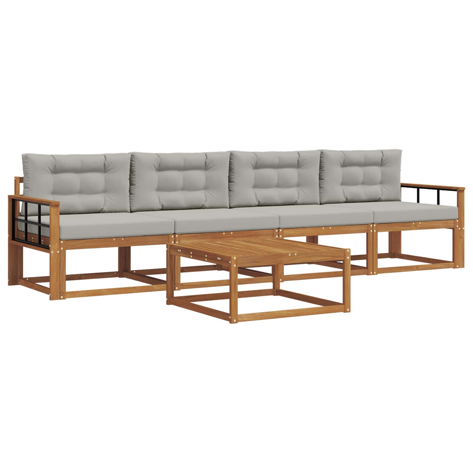Set vanjskih sofa 5 pcs Prirodna i svijetlo siva
