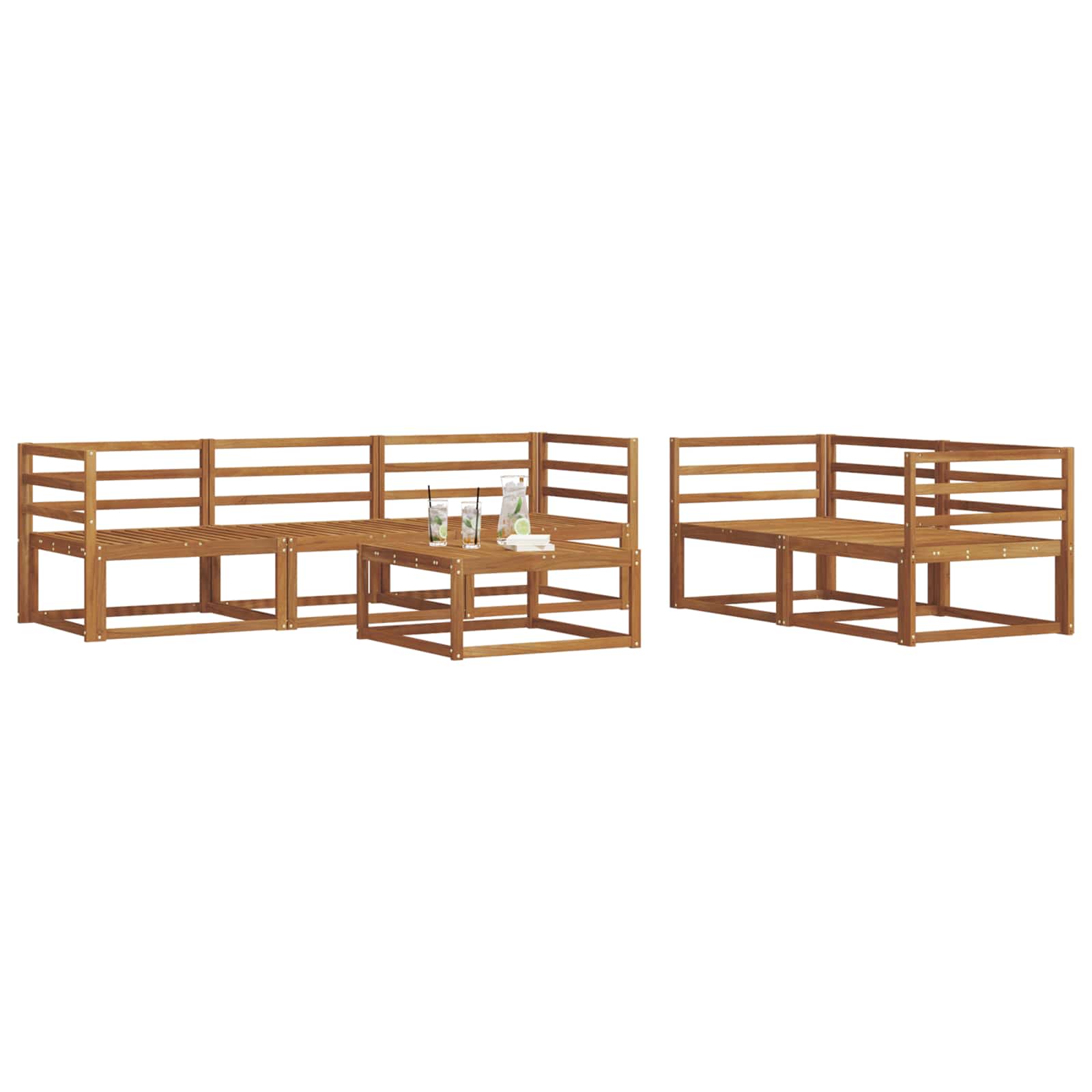 Set vanjskih sofa 6 pcs Prirodna Čvrsto drvo akacije