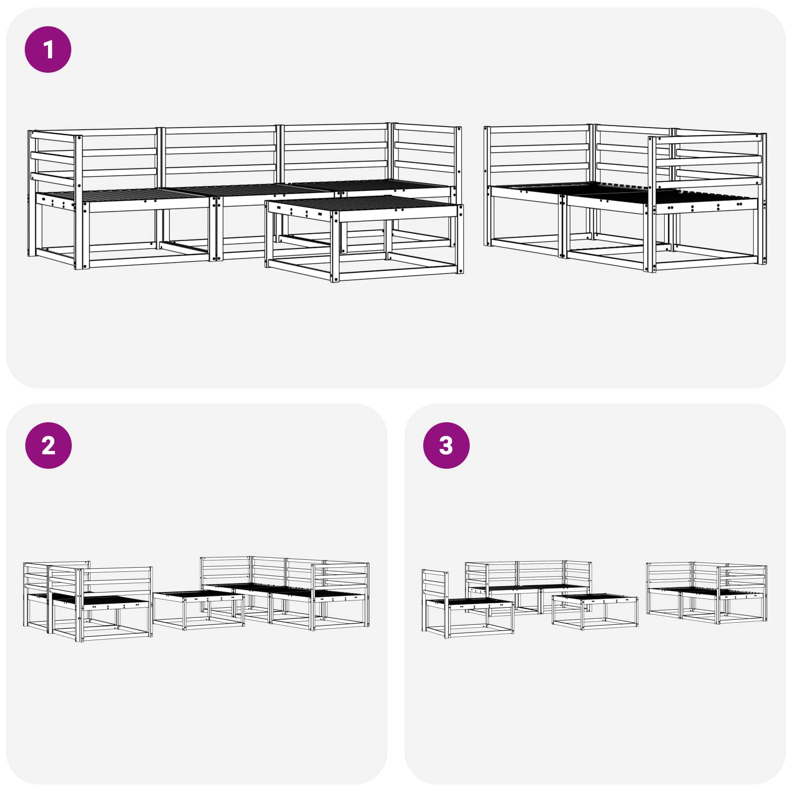 Set vanjskih sofa 6 pcs Prirodna Čvrsto drvo akacije