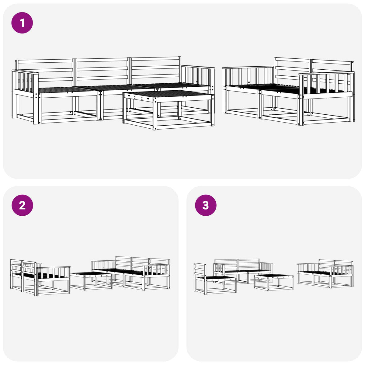 Set vanjskih sofa 6 pcs Prirodna Čvrsto drvo akacije