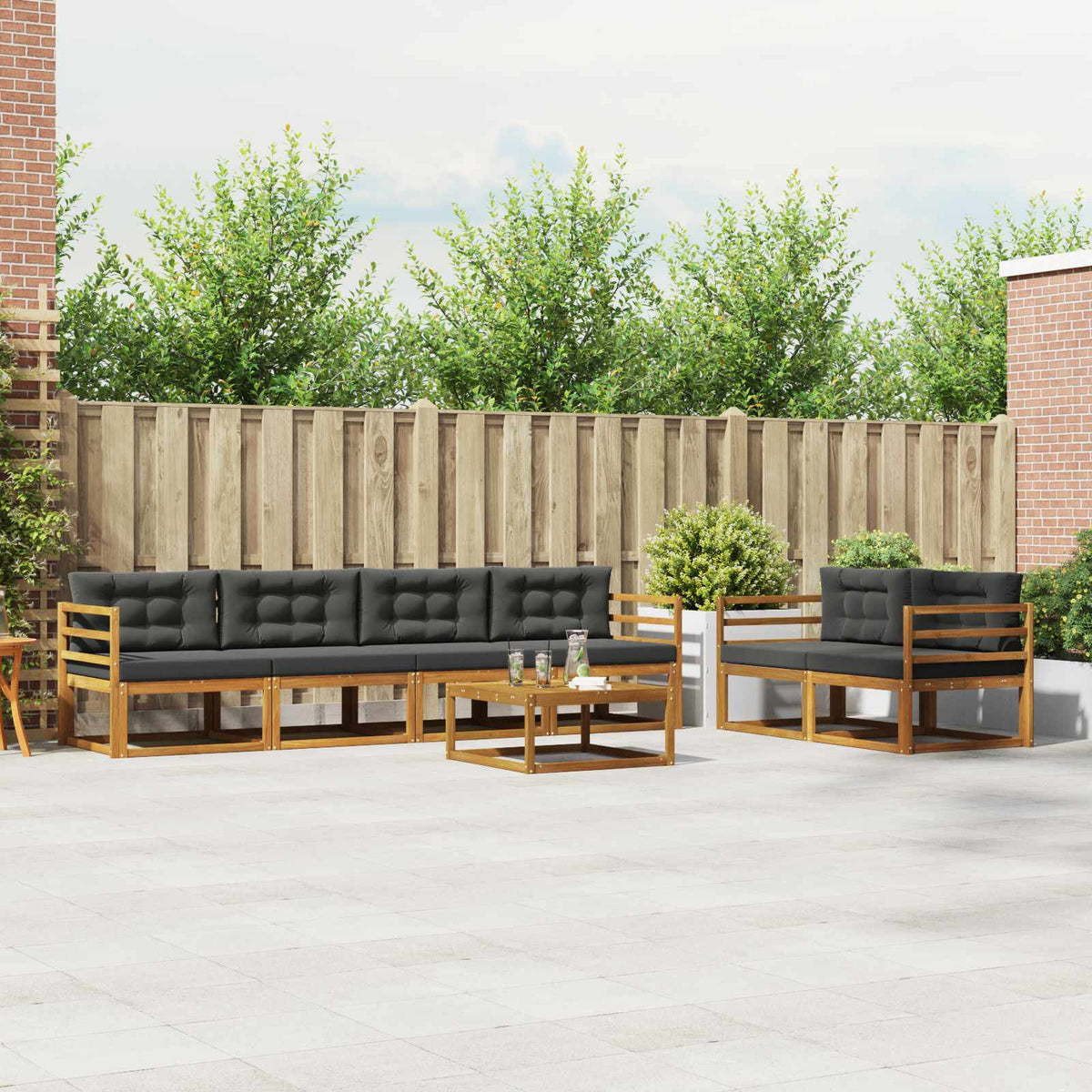 Set vanjskih sofa s jastukom 7 pcs Prirodna i antracit