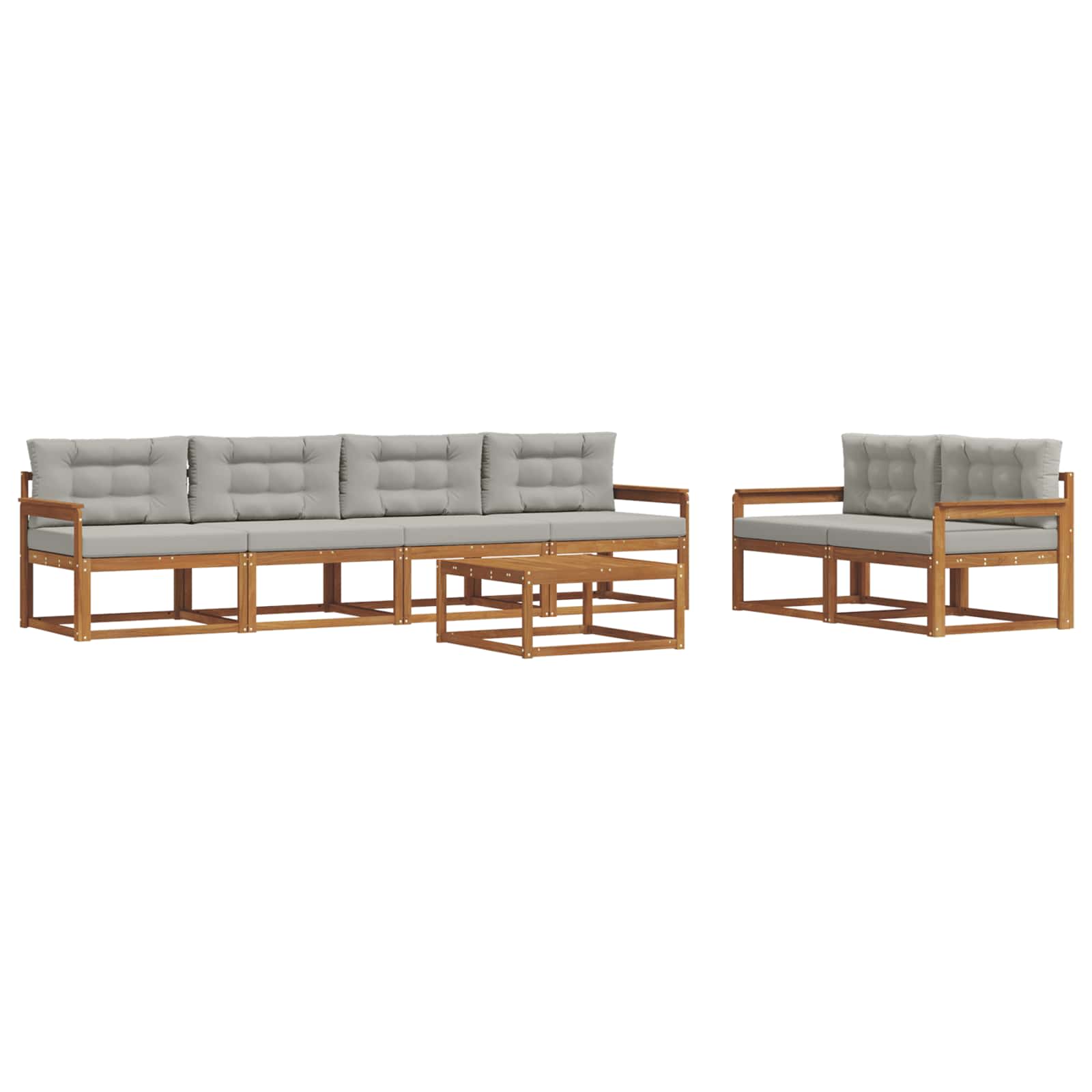 Set vanjskih sofa 7 pcs Prirodna i svijetlo siva