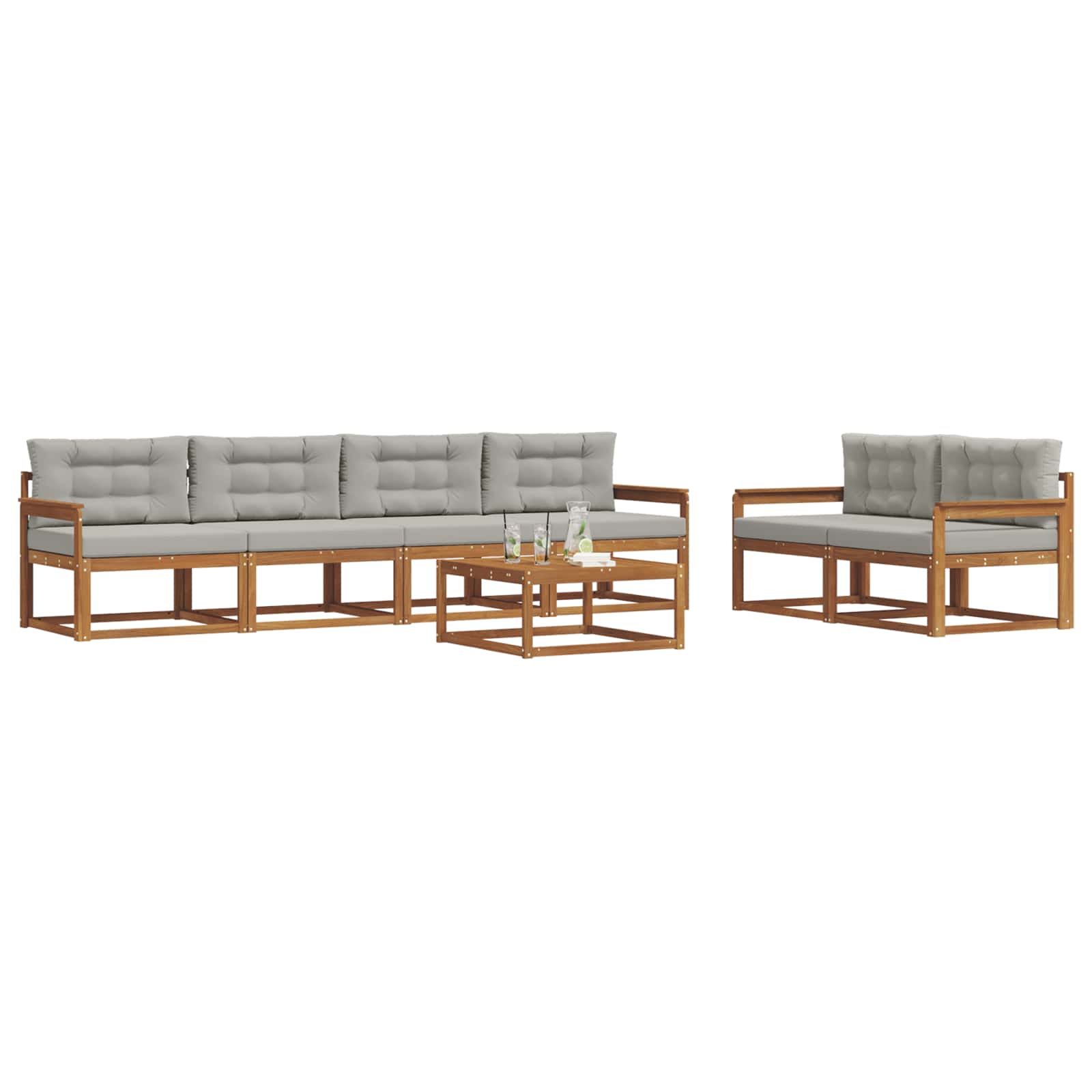 Set vanjskih sofa 7 pcs Prirodna i svijetlo siva