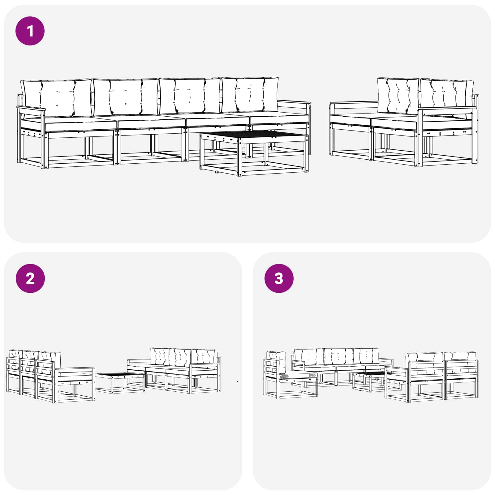 Set vanjskih sofa 7 pcs Prirodna i svijetlo siva