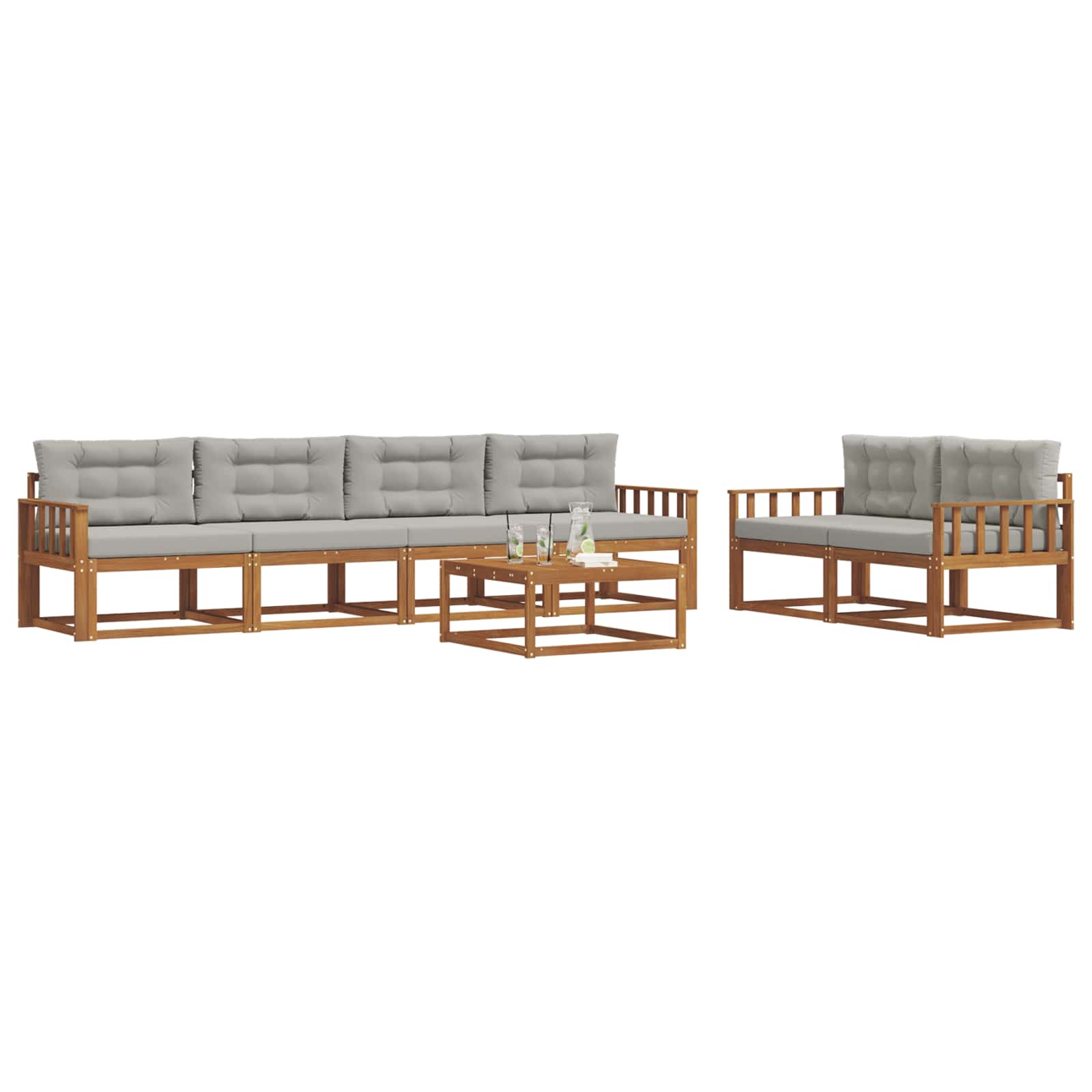 Set vanjskih sofa 7 pcs Prirodna i svijetlo siva