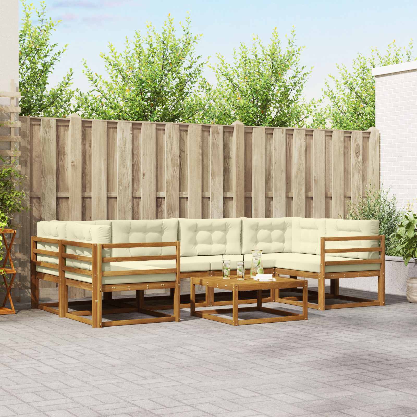 Set vanjskih sofa 7 pcs Prirodna i krem