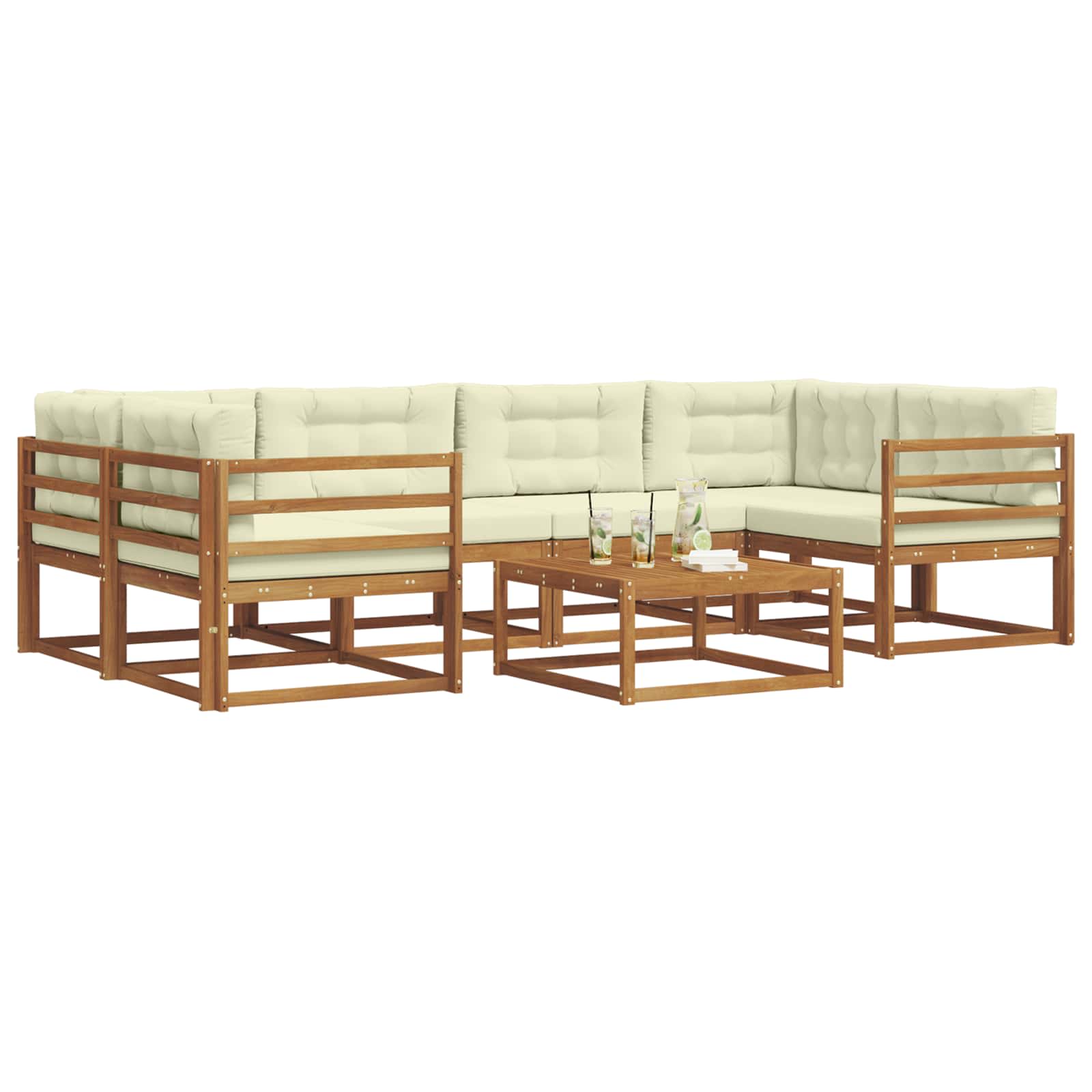 Set vanjskih sofa 7 pcs Prirodna i krem