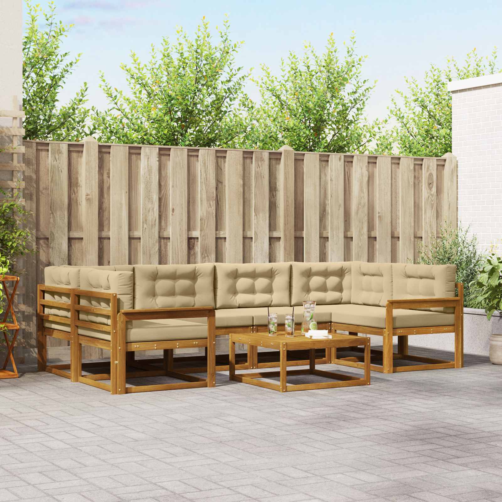 Set vanjskih sofa 7 pcs Prirodna i bež